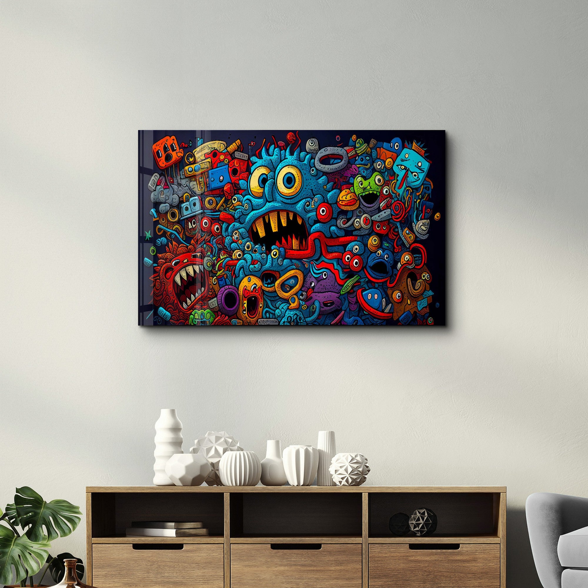 Arte Decorativa em Vidro Temperado Multicolor 35x55cm - Impressão UV de Alta Qualidade