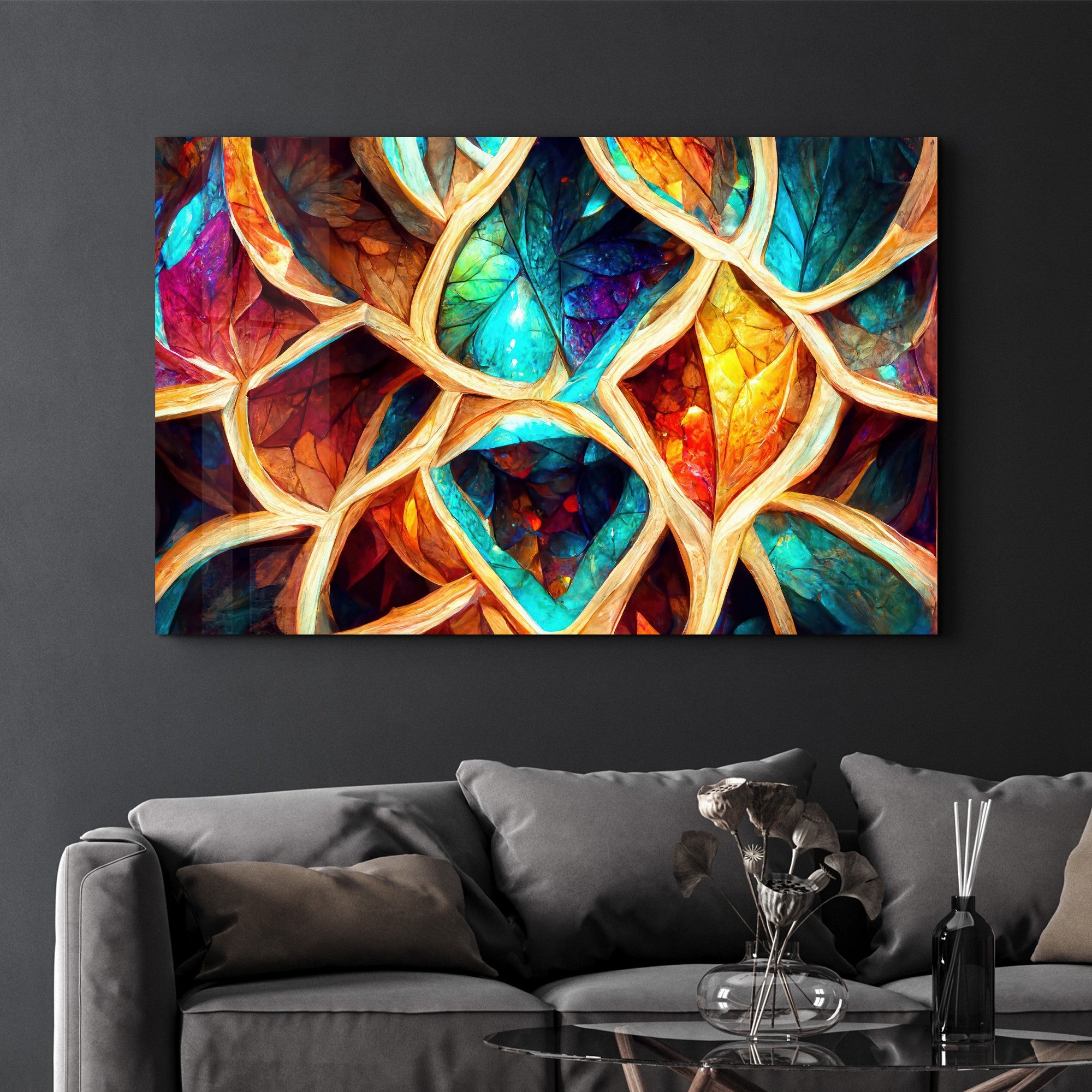 Arte Decorativa em Vidro Temperado Multicolor 35x55cm - Impressão UV de Alta Qualidade