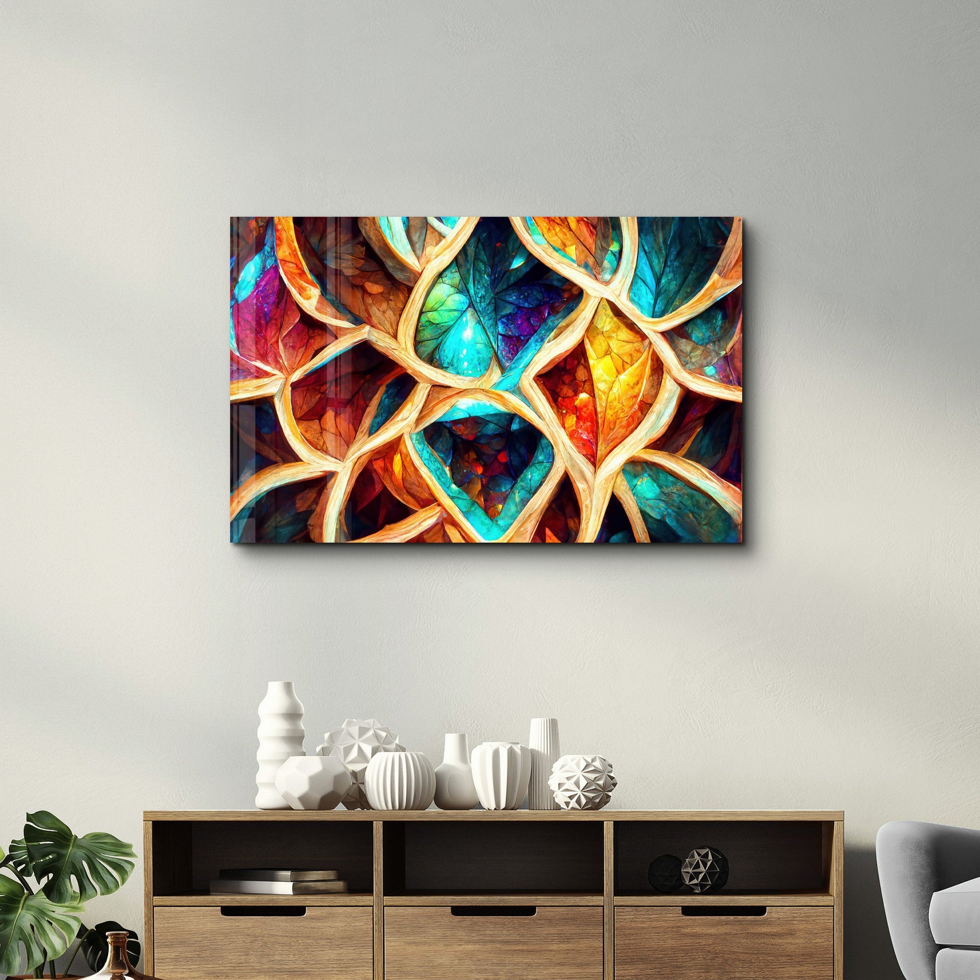 Arte Decorativa em Vidro Temperado Multicolor 35x55cm - Impressão UV de Alta Qualidade