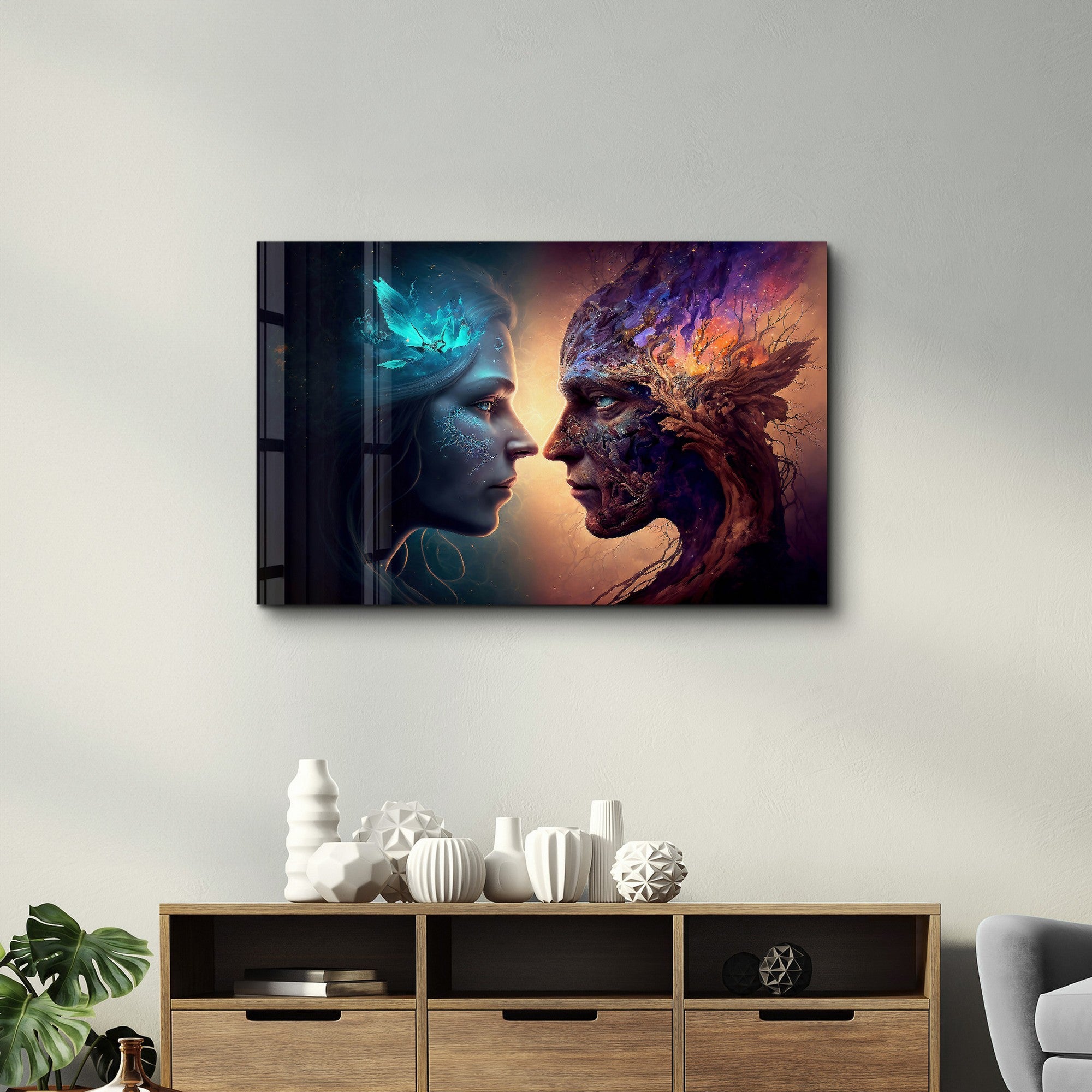 Arte Decorativa em Vidro Temperado Multicolor 35x55cm - Impressão UV de Alta Qualidade