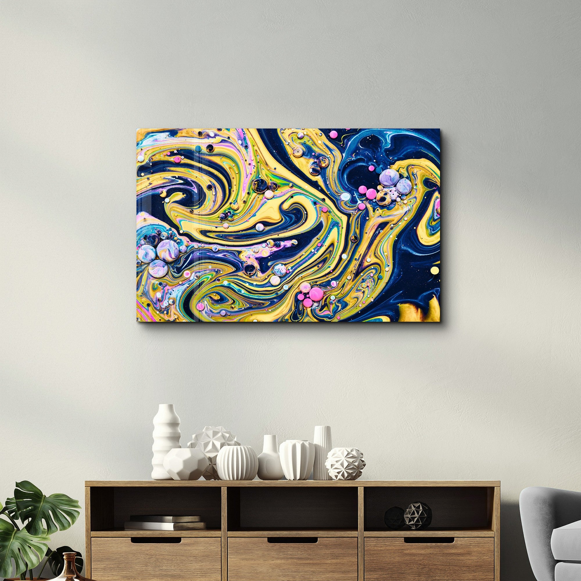 Arte Decorativa em Vidro Temperado Multicolor 35x55cm - Impressão UV de Alta Qualidade