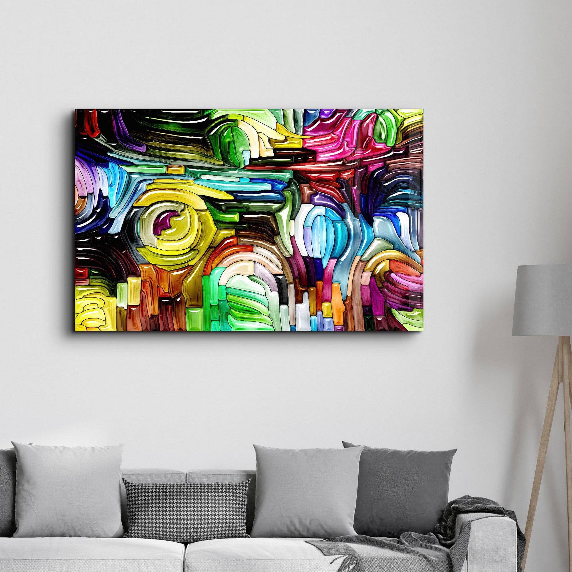 Arte Decorativa em Vidro Temperado Multicolor 70x110cm - Impressão UV de Alta Qualidade