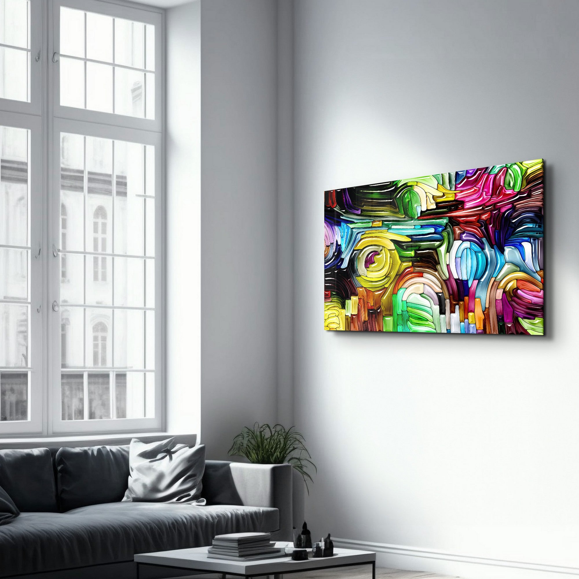 Arte Decorativa em Vidro Temperado Multicolor 70x110cm - Impressão UV de Alta Qualidade