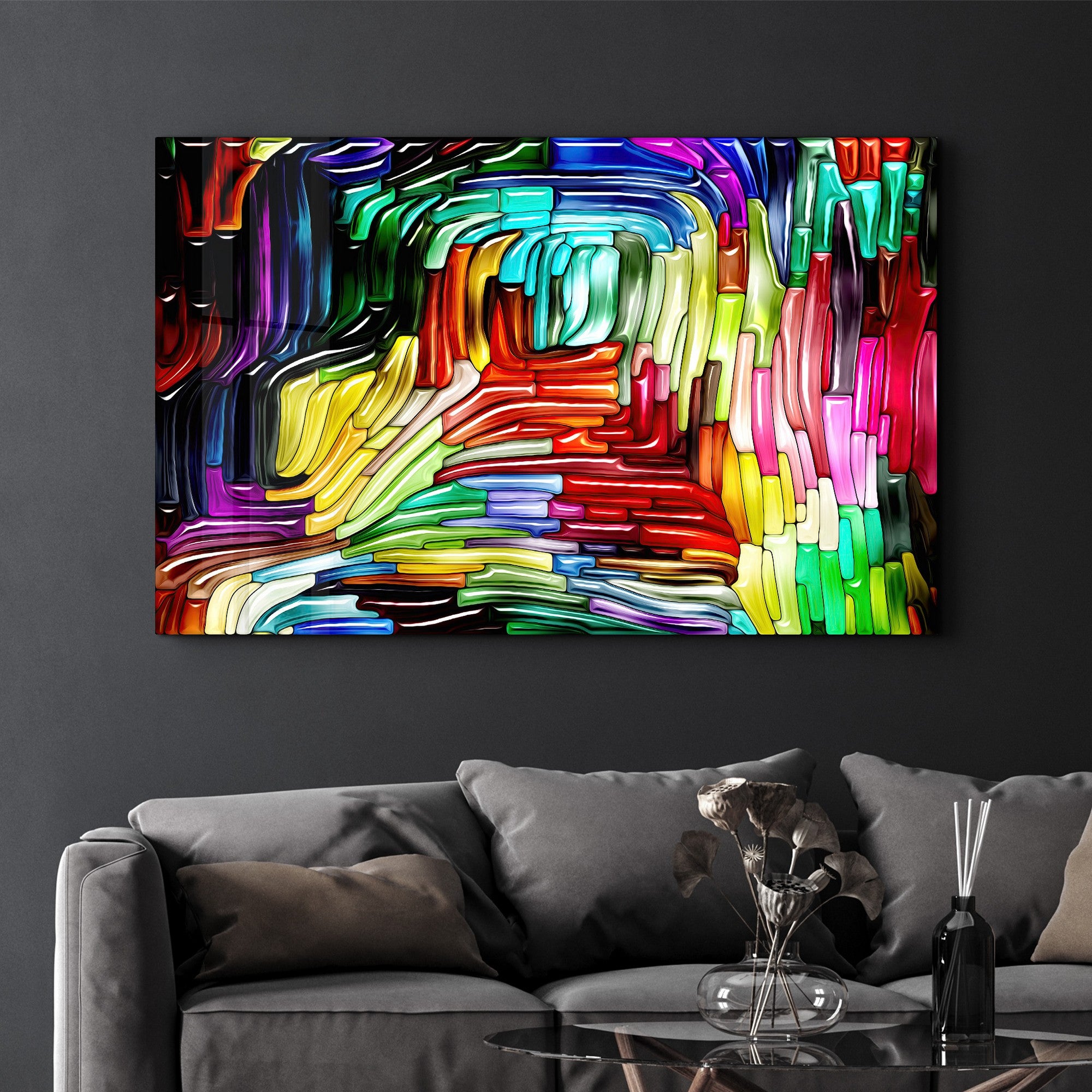 Arte Decorativa em Vidro Temperado Multicolor 35x55cm - Impressão UV de Alta Qualidade