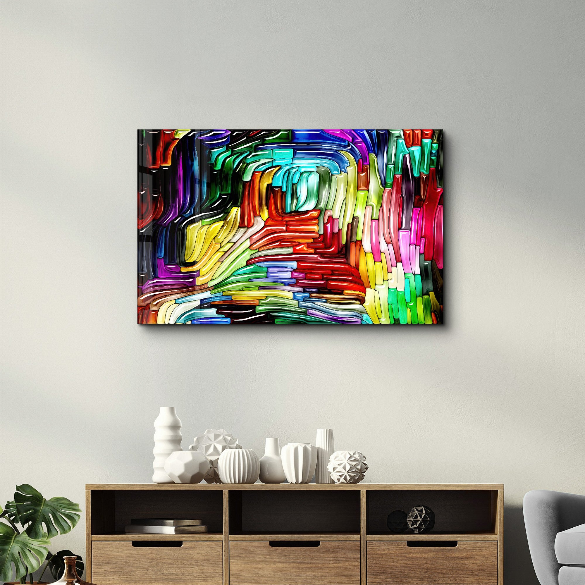 Arte Decorativa em Vidro Temperado Multicolor 35x55cm - Impressão UV de Alta Qualidade