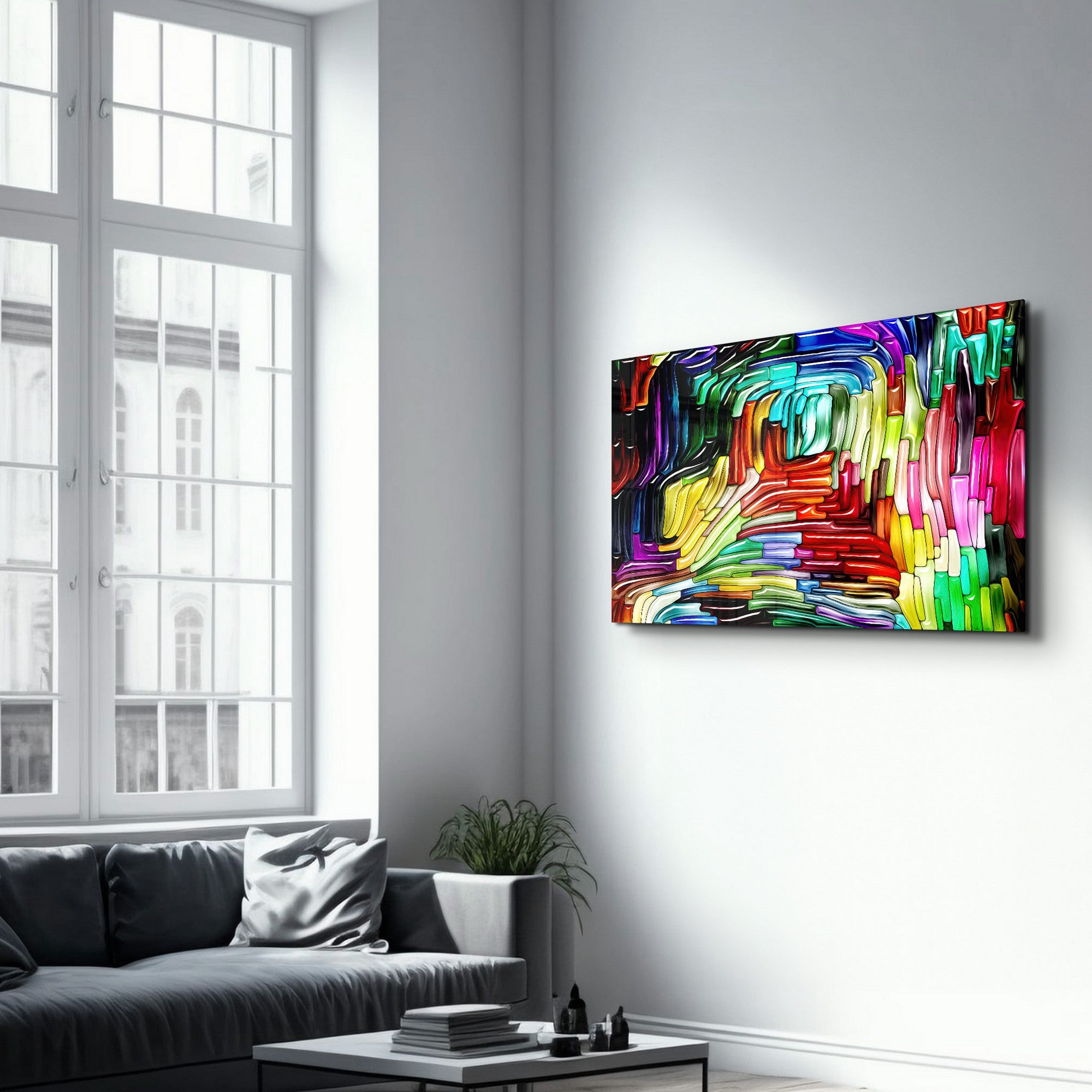 Arte Decorativa em Vidro Temperado Multicolor 35x55cm - Impressão UV de Alta Qualidade