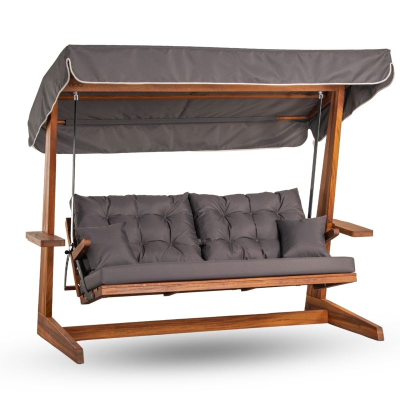 Baloiço de Jardim Triplo – 175 cm largura – Antracite – Madeira Iroko