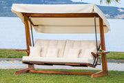 Baloiço de Jardim triplo – 270 cm x 195 cm x 120 cm – Bege – Madeira Iroko