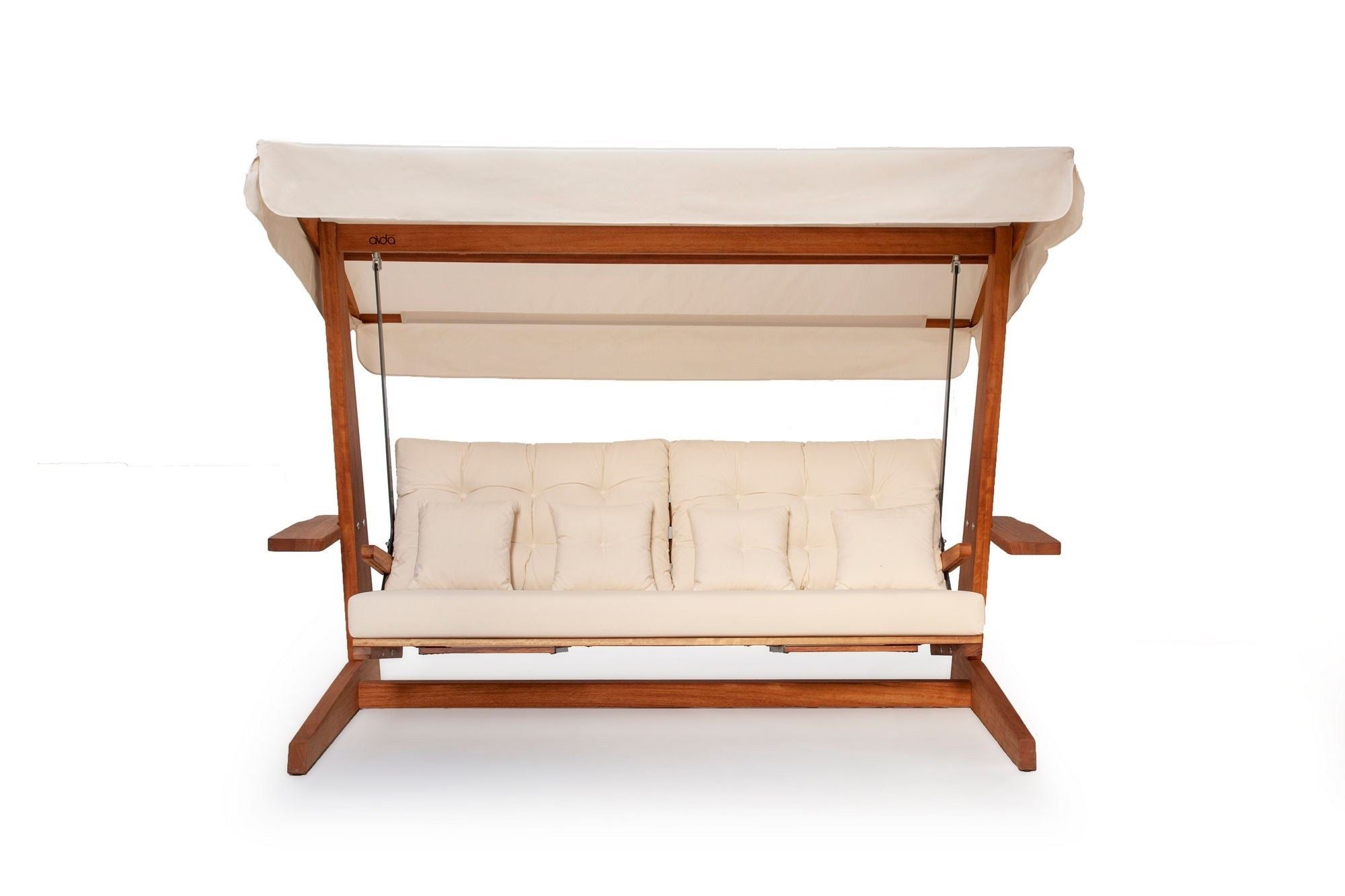Baloiço de Jardim triplo – 270 cm x 195 cm x 120 cm – Bege – Madeira Iroko