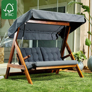 Baloiço de Jardim Triplo – 185 cm x 180 cm x 123 cm – Antracite – Madeira de Pinho