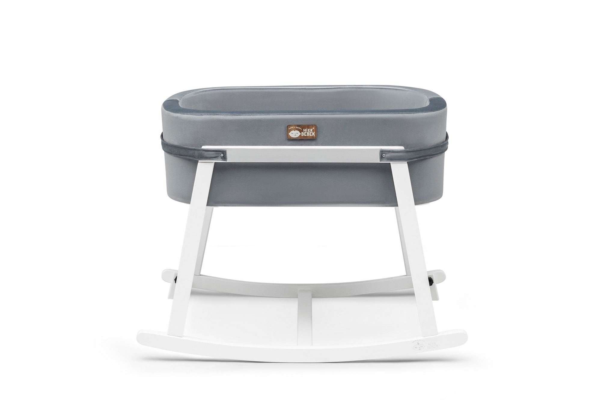 Berço – 90 cm x 70 cm x 58 cm – Cinza e Branco – Metal e Poliéster