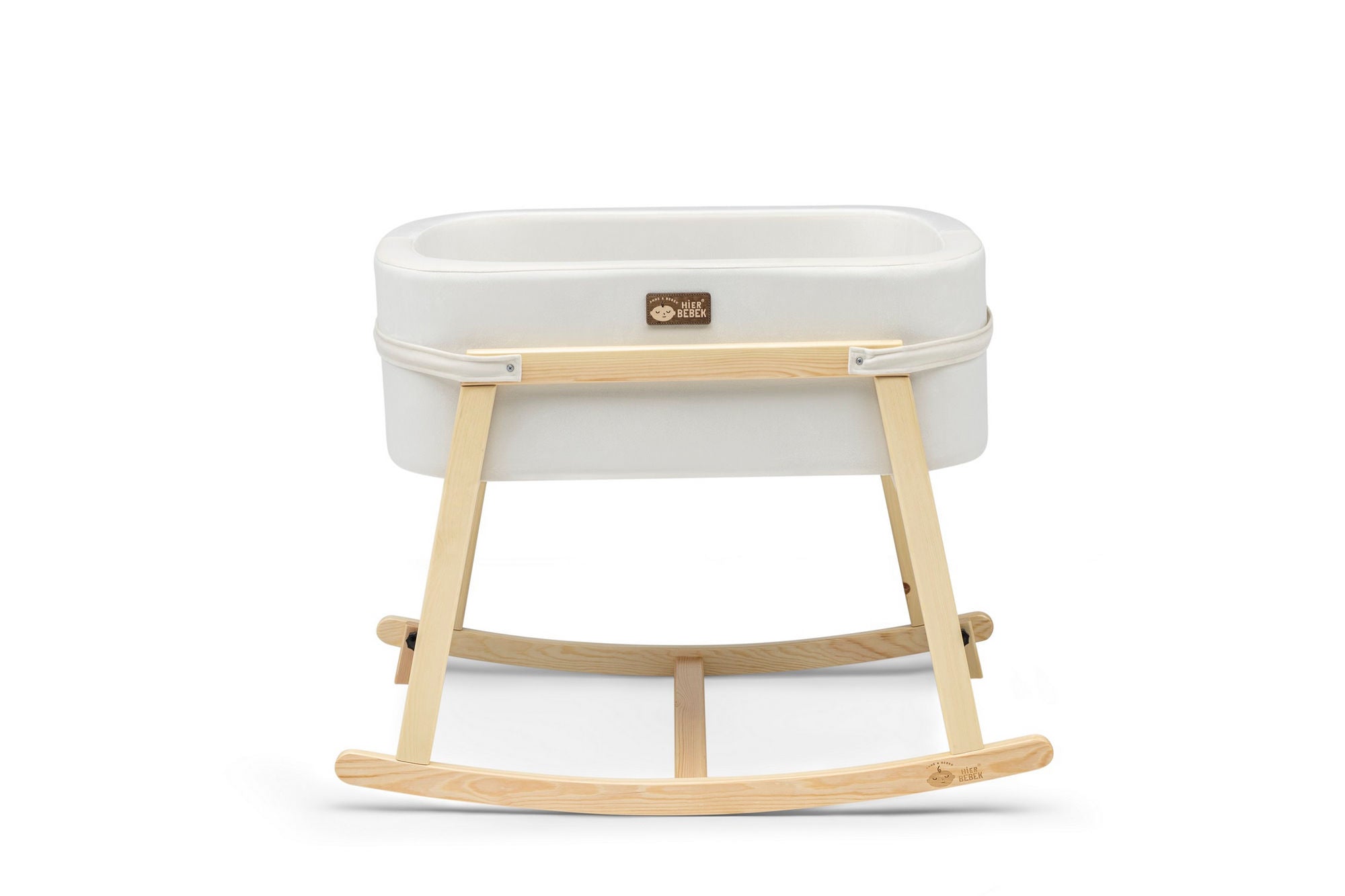 Berço – 90cm x 70cm – Branco e Natural – Madeira de Pinho