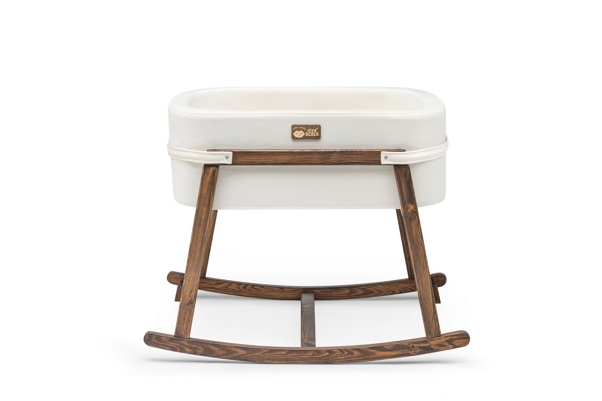 Berço – 90cm x 70cm x 58cm – Branco/Nogueira – Madeira