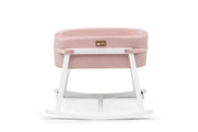 Berço – 90 cm x 70 cm x 58 cm – rosa e branco – madeira de pinho