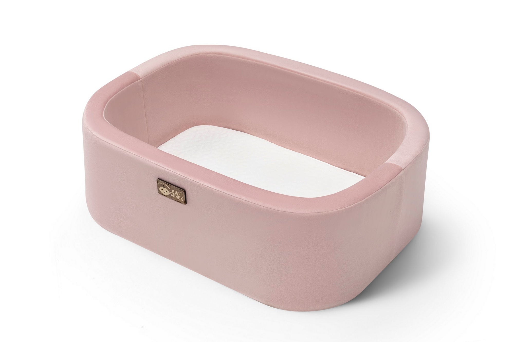 Berço – 90 cm x 70 cm x 58 cm – Rosa e Nogueira – Metal e Poliéster
