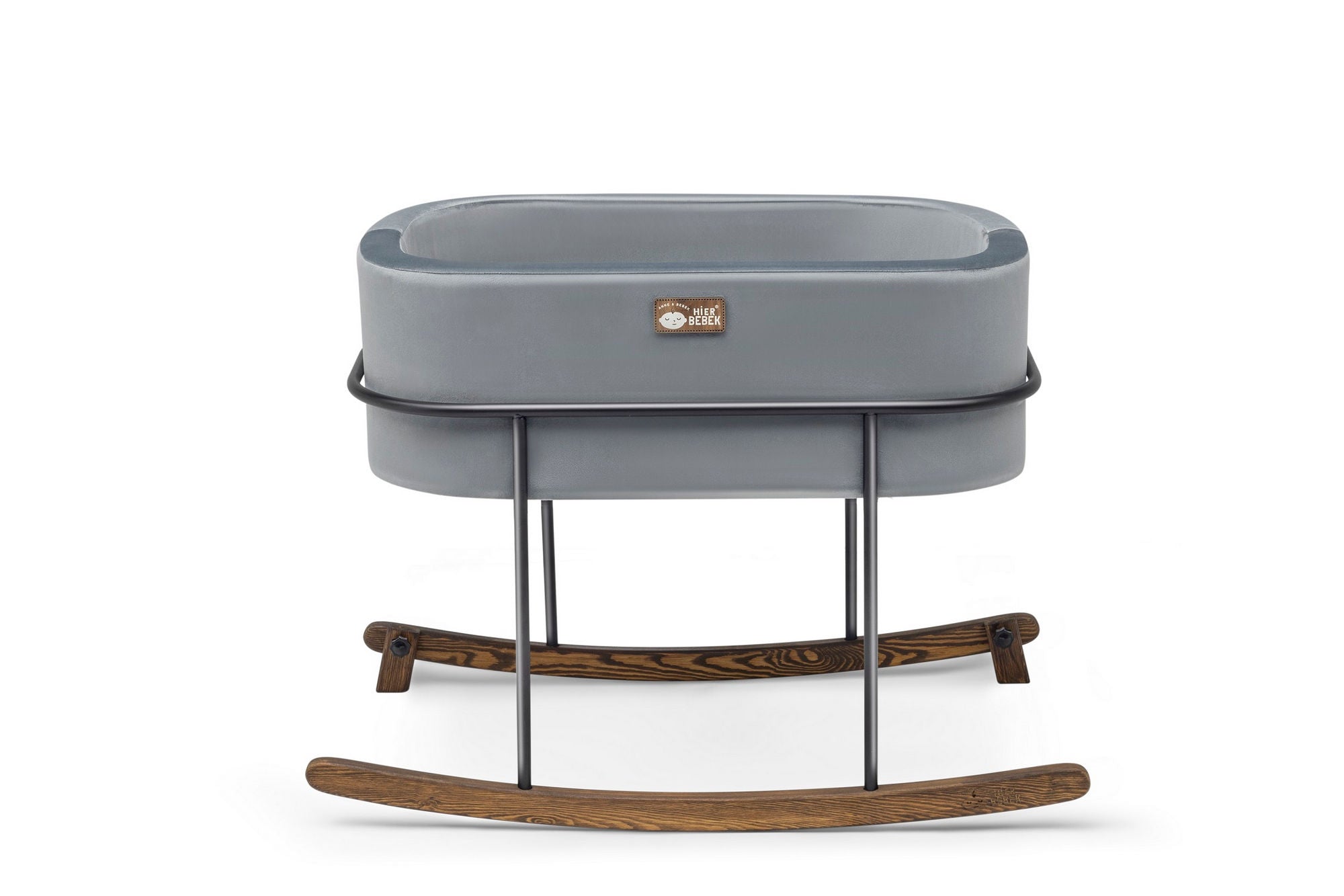 Berço – 90x58x70 cm – Cinzento e Preto – Metal e Madeira