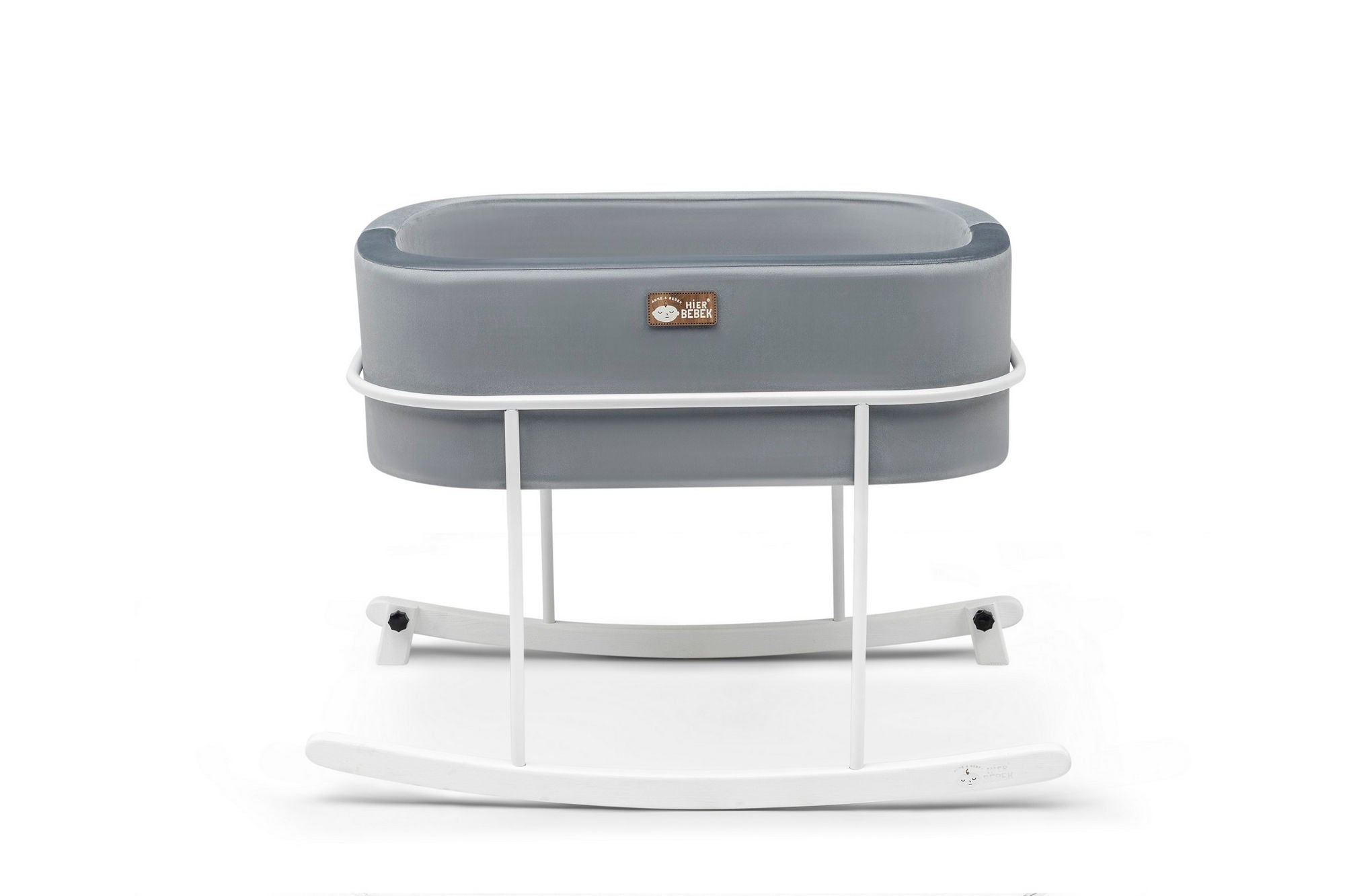Berço de metal – 90 cm x 70 cm x 58 cm – Cinza e Branco