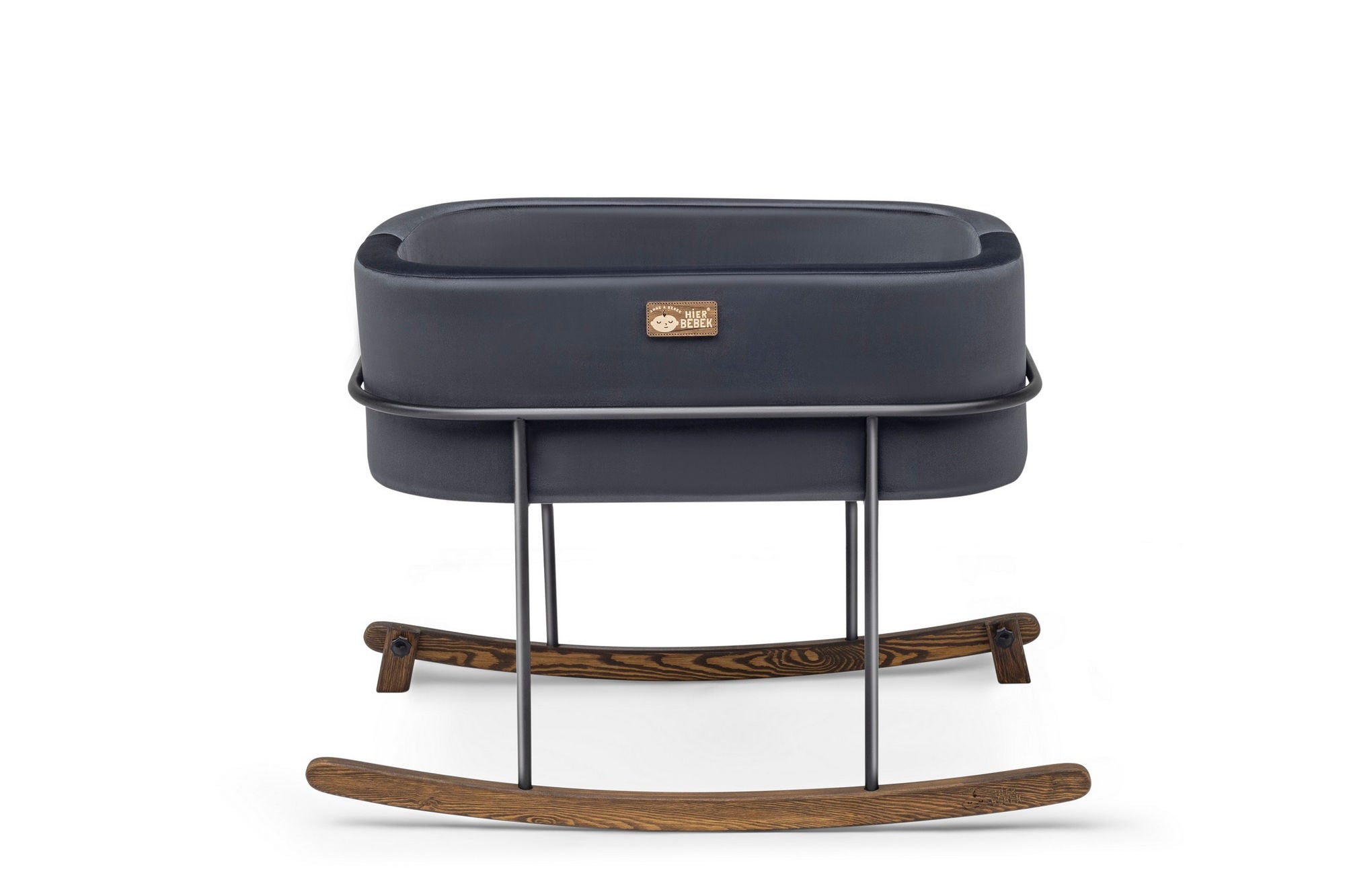 Berço – 90 cm x 70 cm x 58 cm – Preto – Metal e Madeira de Pinheiro