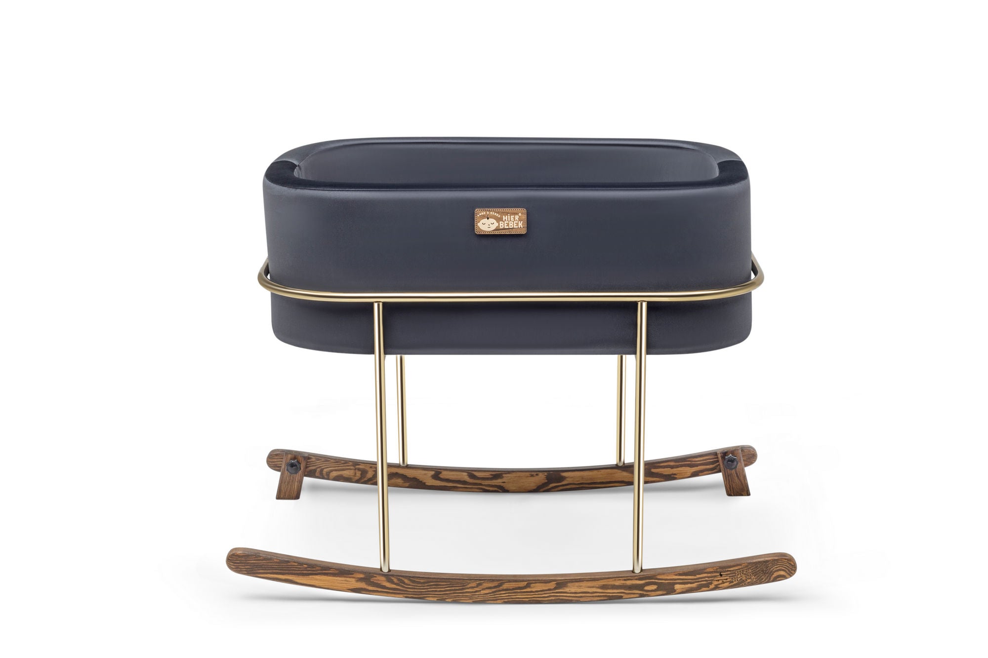 Berço – 90 cm x 70 cm x 58 cm – Preto e Dourado – Metal e Madeira