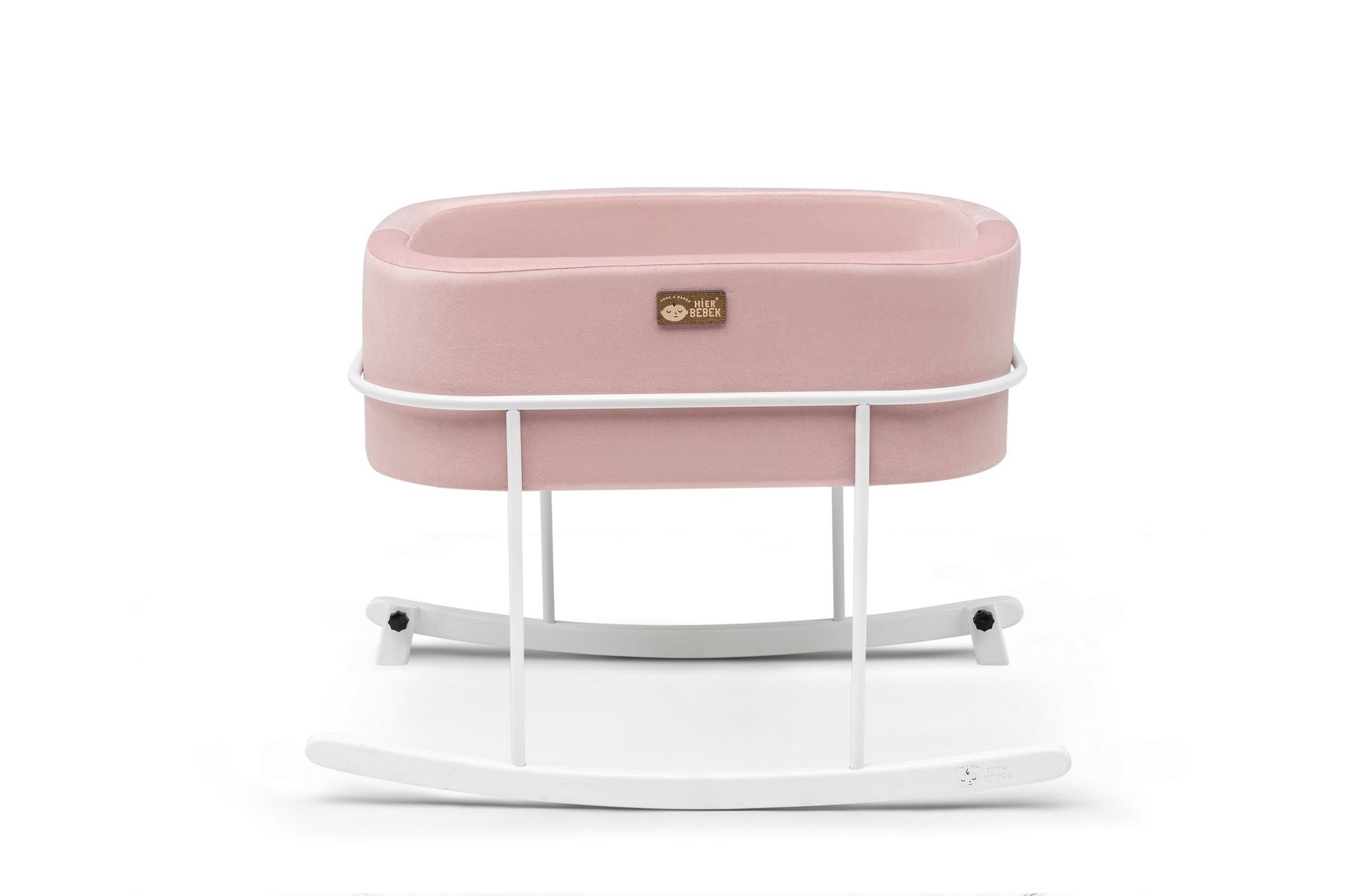 Berço de metal – 90 cm x 70 cm x 58 cm – Rosa e Branco