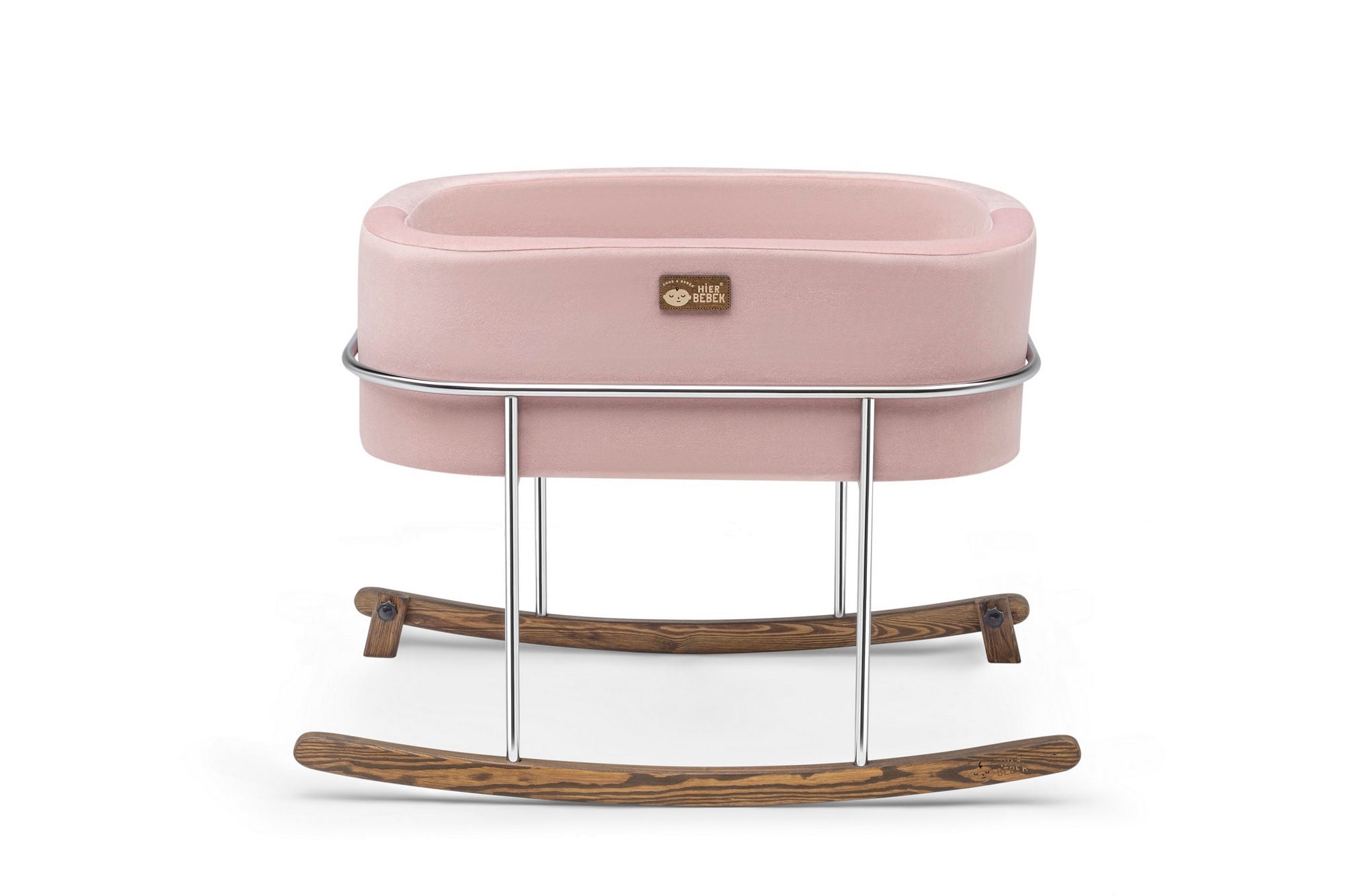 Berço Metálico – 90 cm x 70 cm x 58 cm – Rosa e Cromado