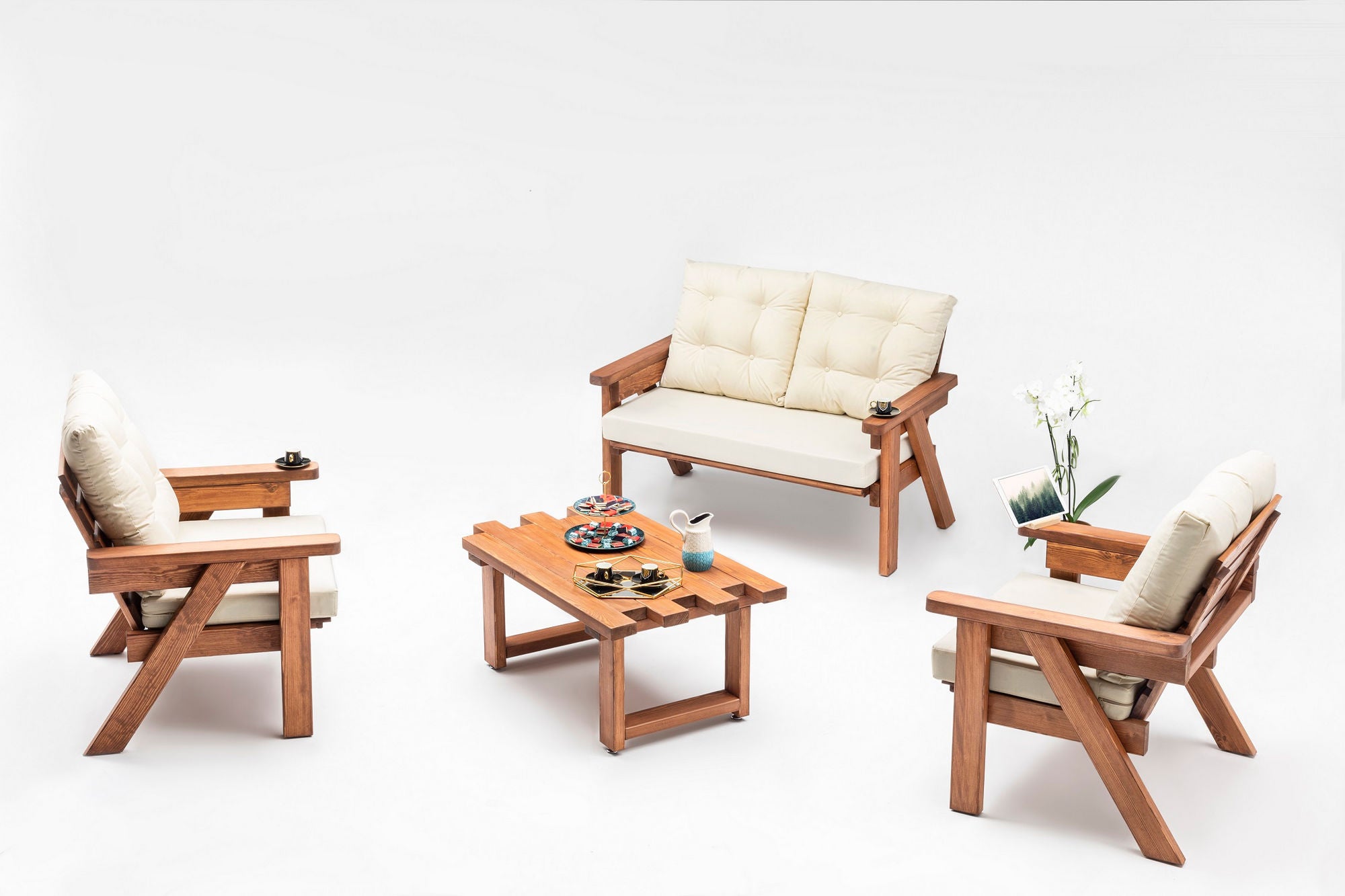 Sofá de jardim de 2 lugares-Abant-Creme
Noz
