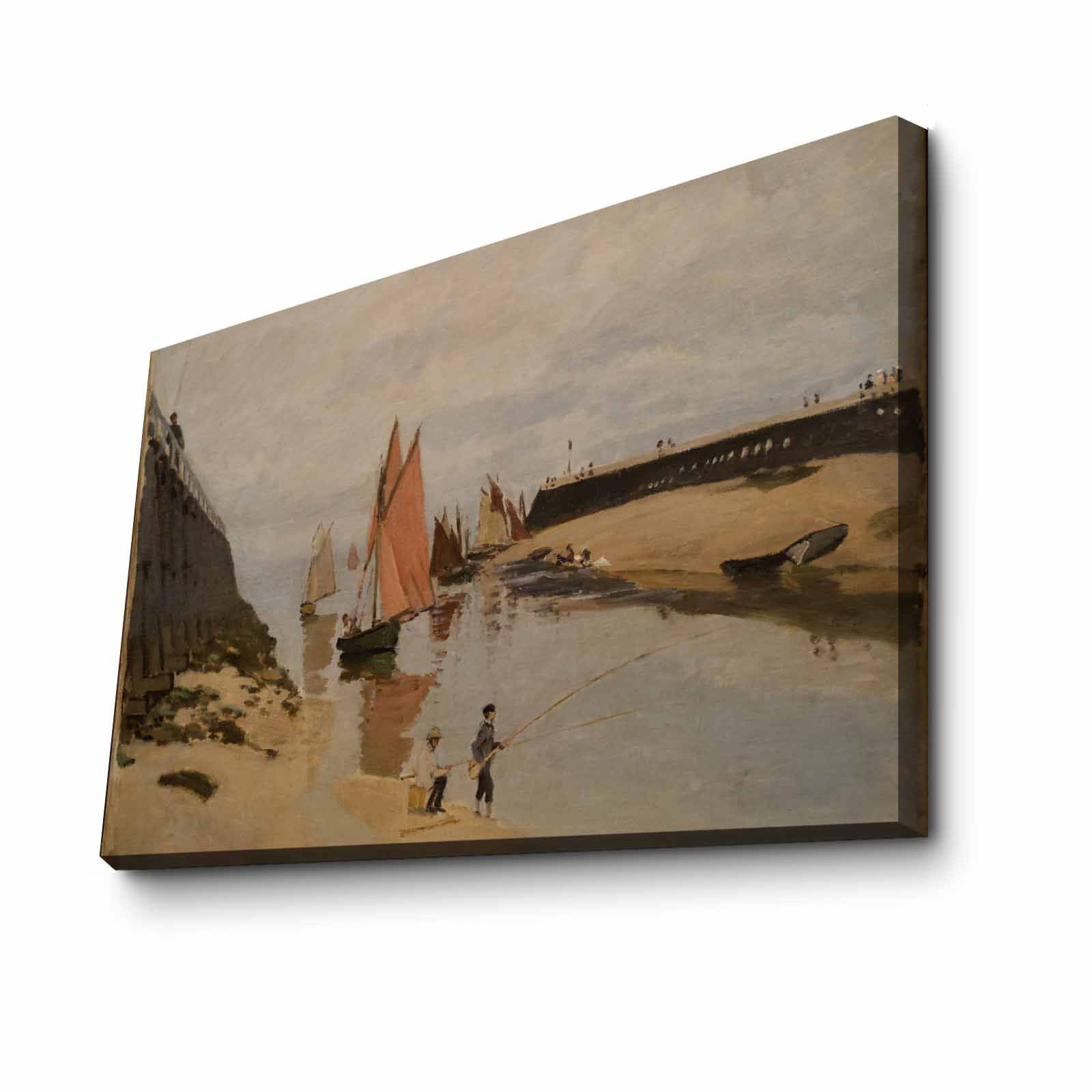 Quadro Decorativo em Tela Multicolor Monet 45x70cm - Moldura em Pinho Natural