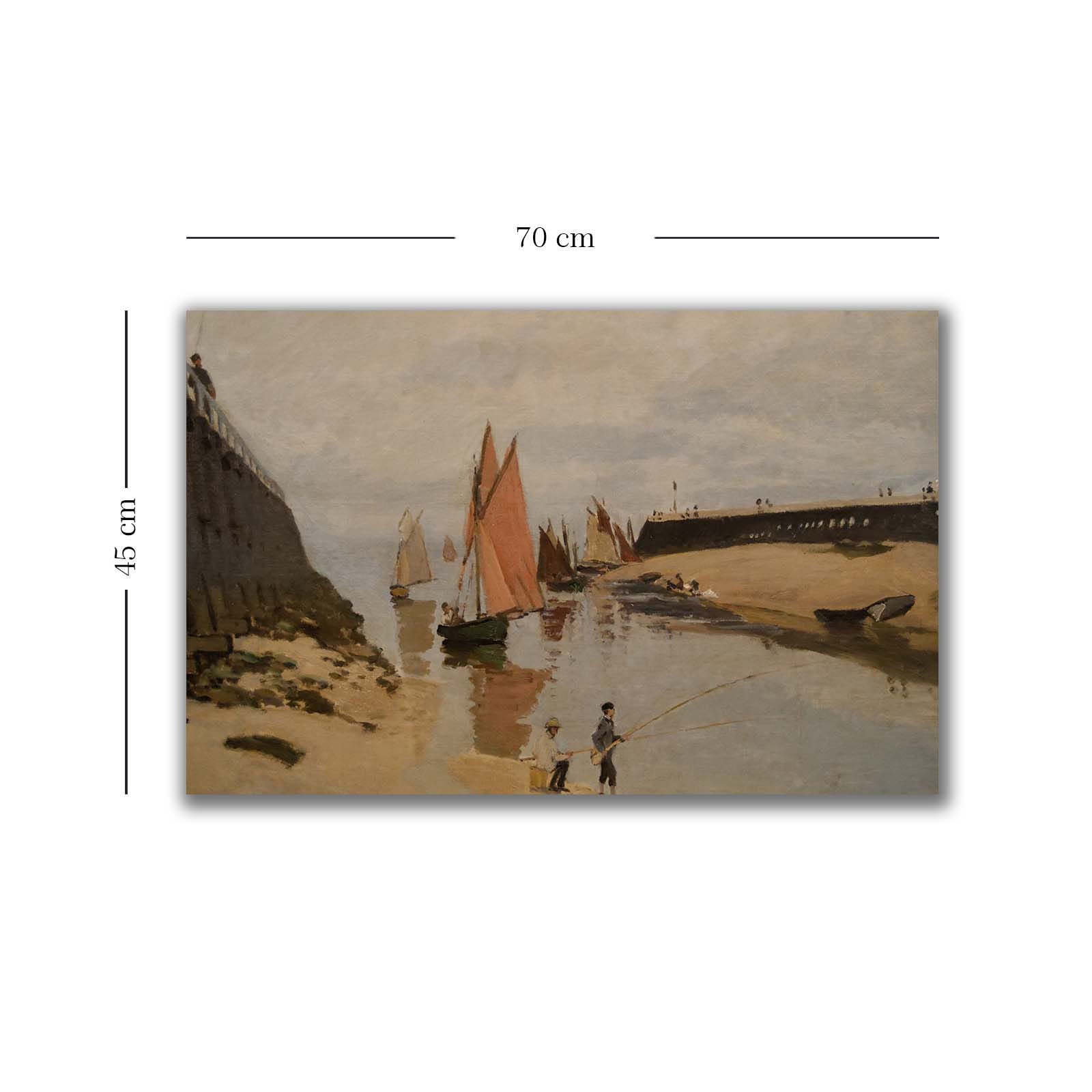 Quadro Decorativo em Tela Multicolor Monet 45x70cm - Moldura em Pinho Natural