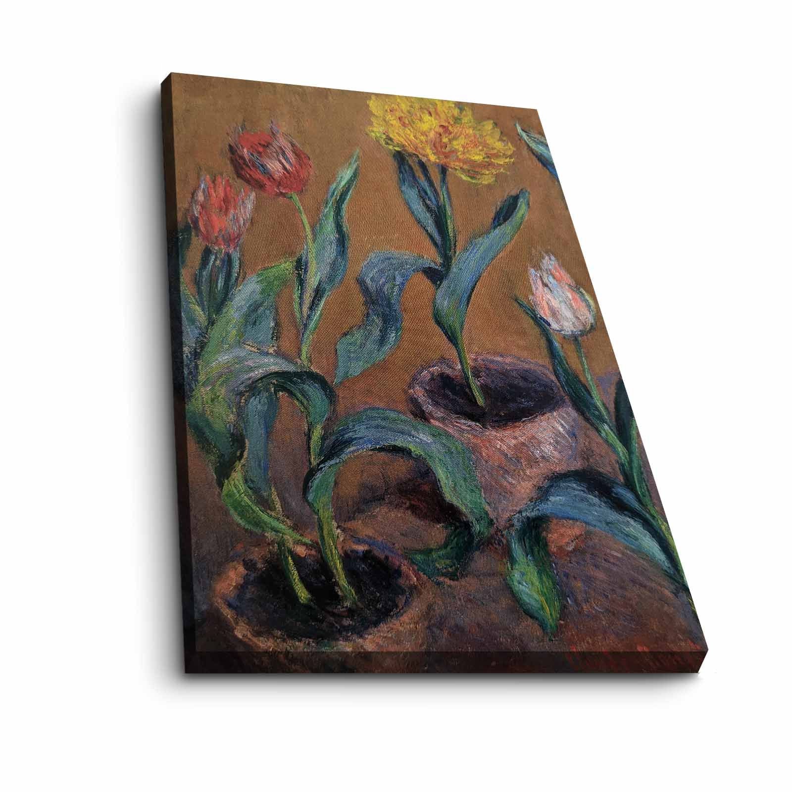 Quadro Decorativo em Tela Multicolor Monet 45x70cm - Moldura Pinho Natural