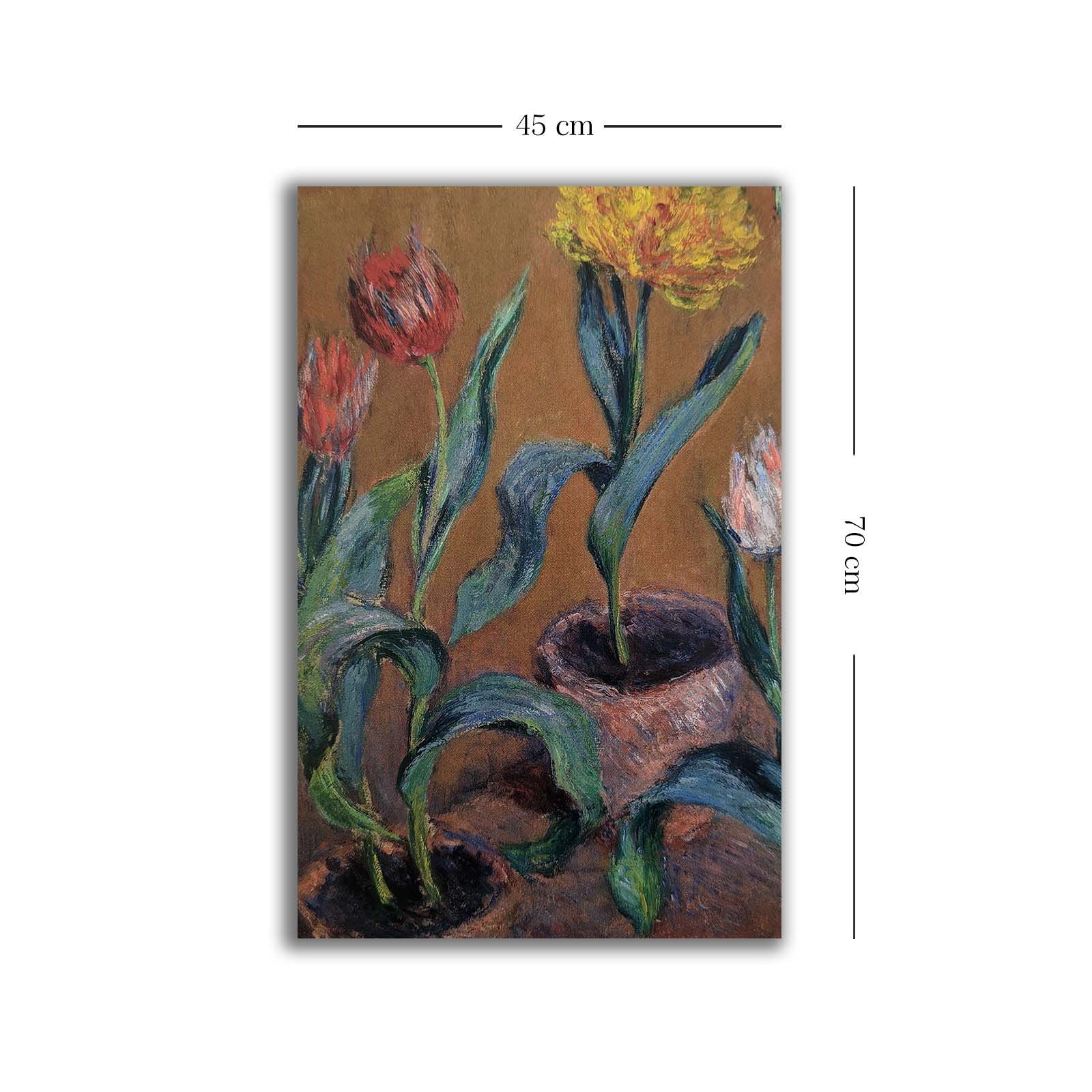 Quadro Decorativo em Tela Multicolor Monet 45x70cm - Moldura Pinho Natural