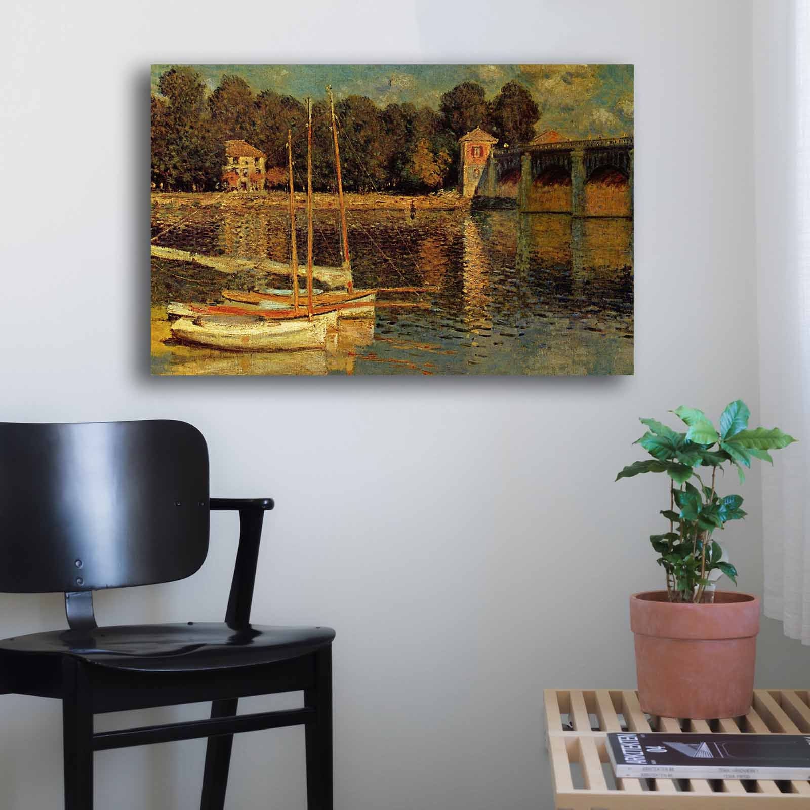 Quadro Decorativo em Tela Multicolor Monet 45x70cm - Moldura Pinho Natural