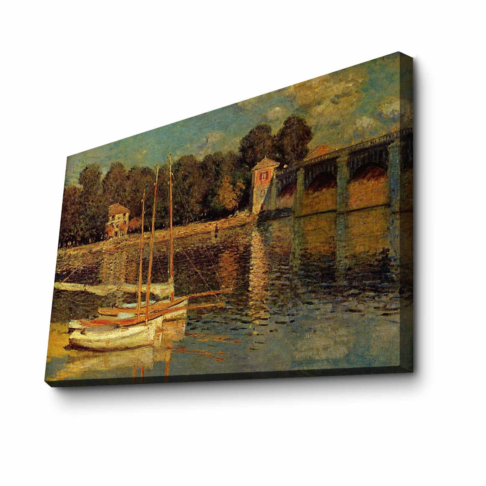 Quadro Decorativo em Tela Multicolor Monet 45x70cm - Moldura Pinho Natural