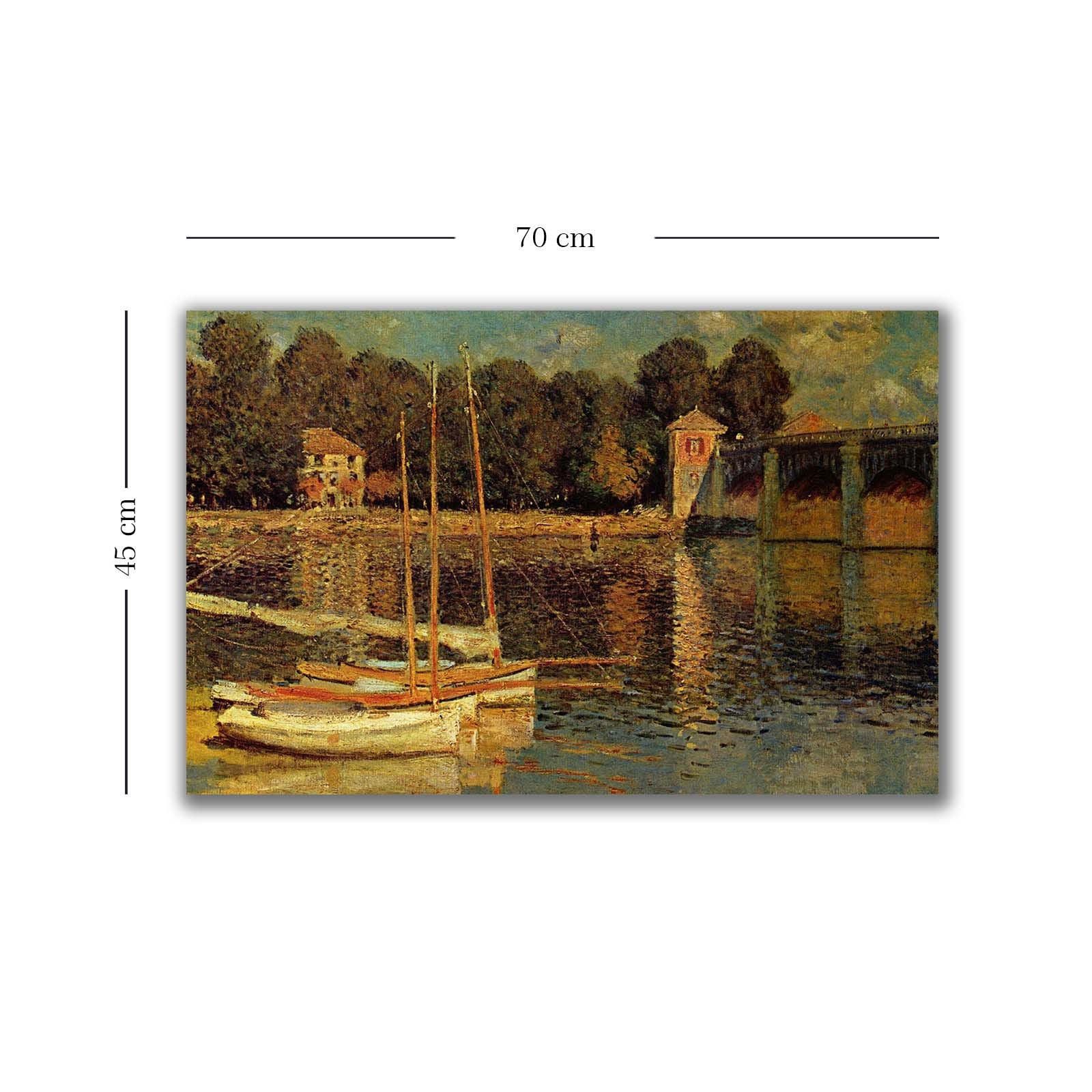 Quadro Decorativo em Tela Multicolor Monet 45x70cm - Moldura Pinho Natural