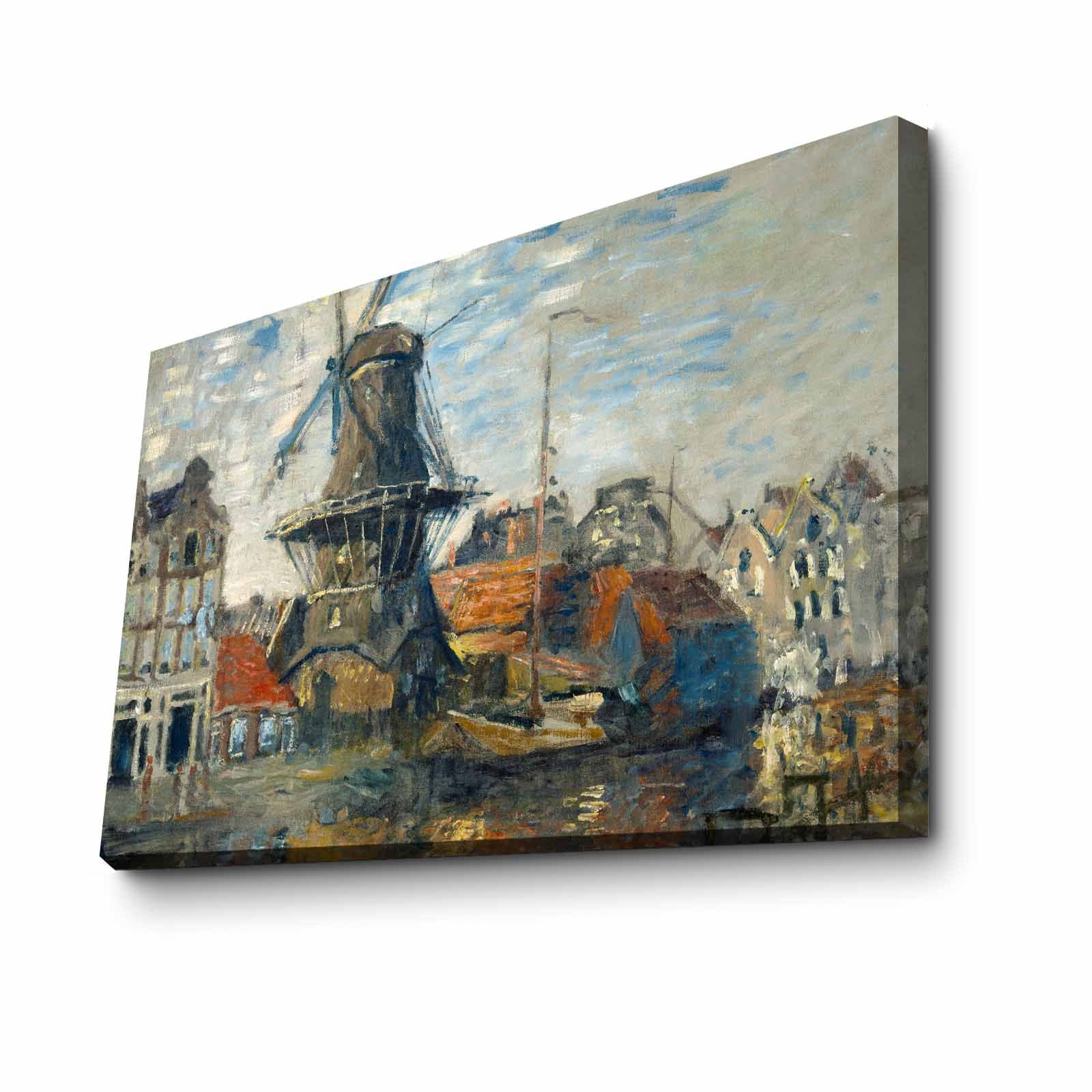 Quadro Decorativo em Tela Multicolor Monet 45x70cm - Moldura Pinho Natural
