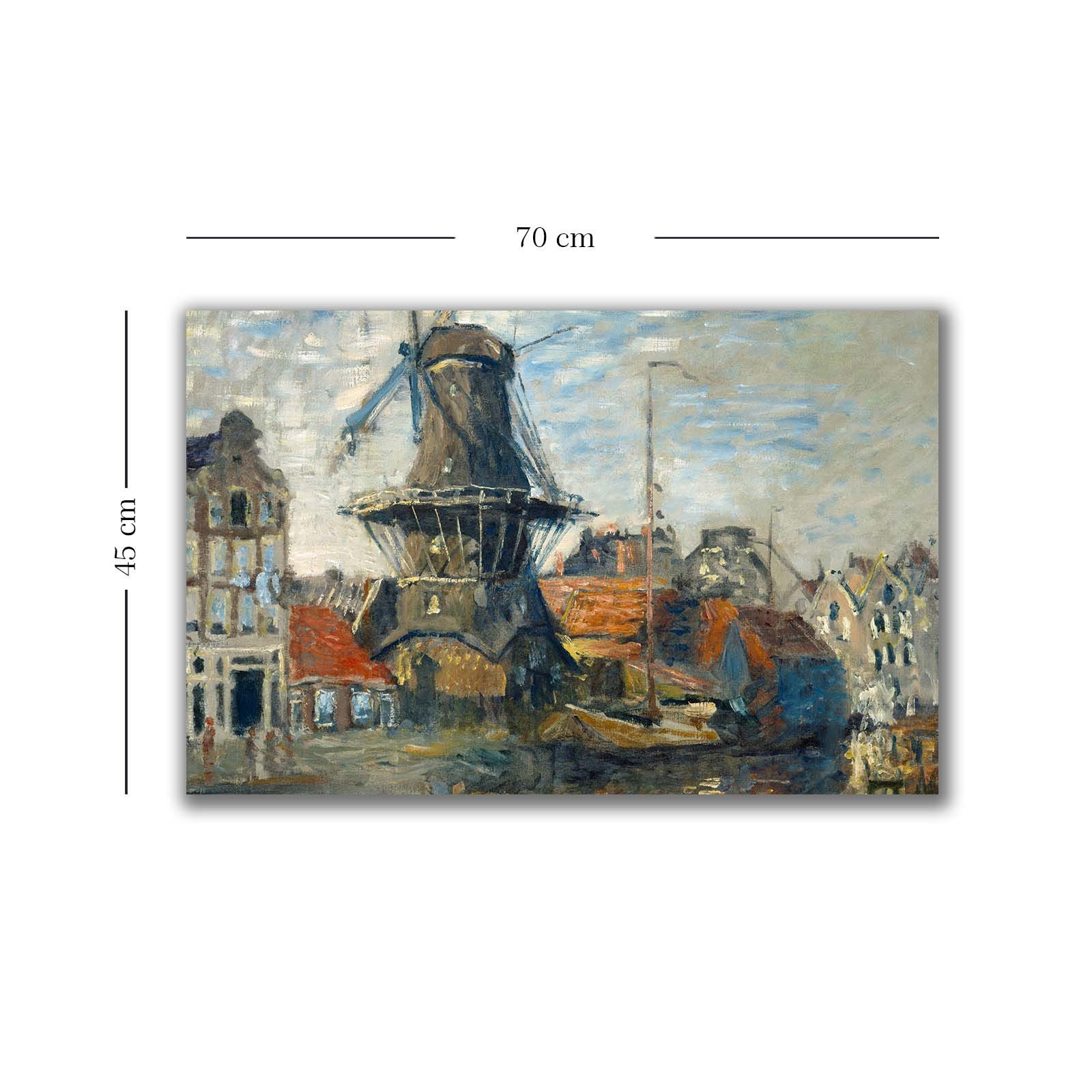 Quadro Decorativo em Tela Multicolor Monet 45x70cm - Moldura Pinho Natural