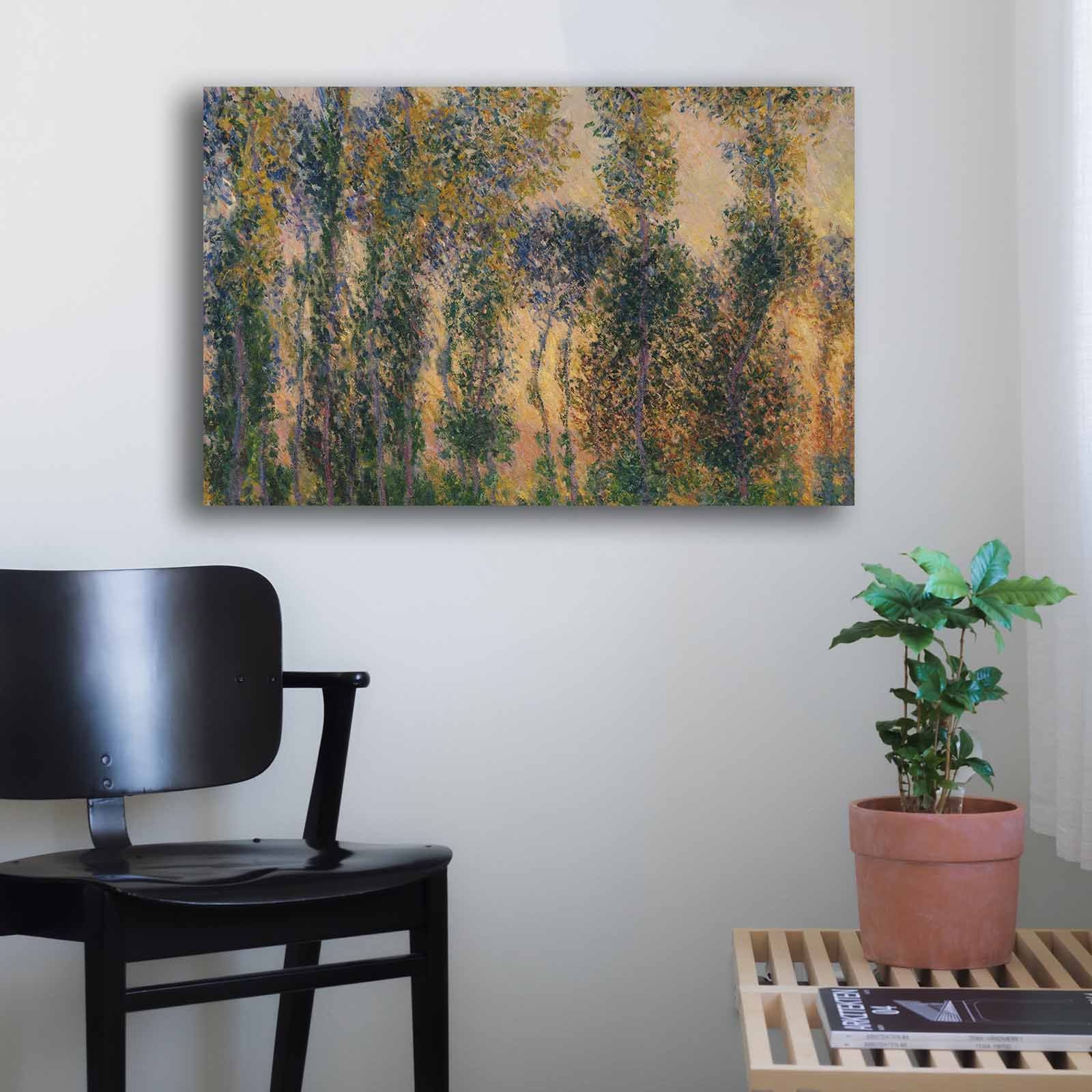 Quadro Decorativo em Tela Multicolor Monet 45x70cm - Moldura em Pinho Natural