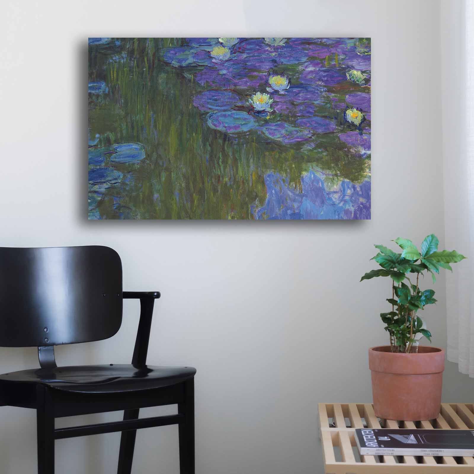 Quadro Decorativo em Tela Multicolor Monet 45x70cm - Moldura Pinho Natural