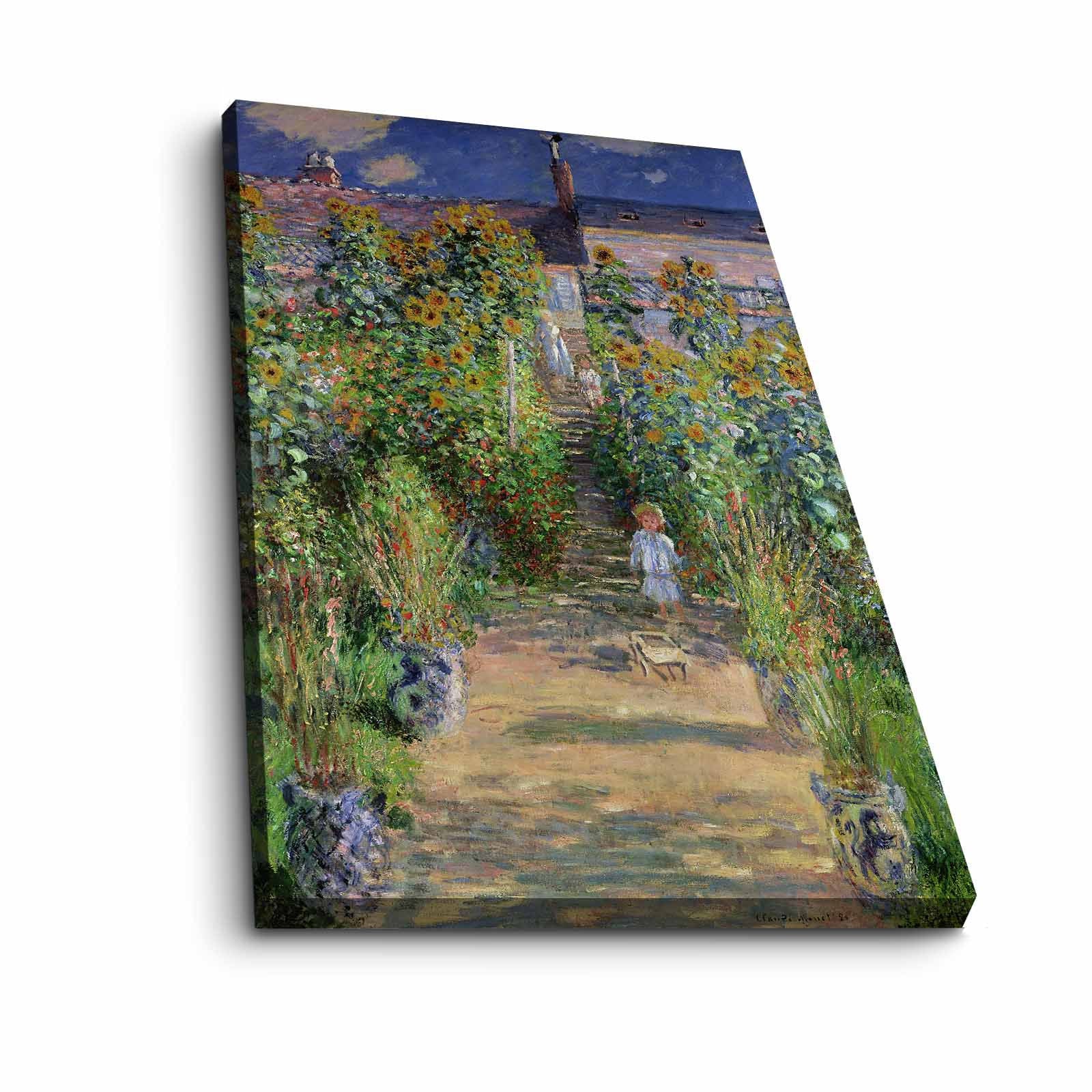 Quadro Decorativo em Tela Multicolor Monet 45x70cm - Moldura Pinho Natural