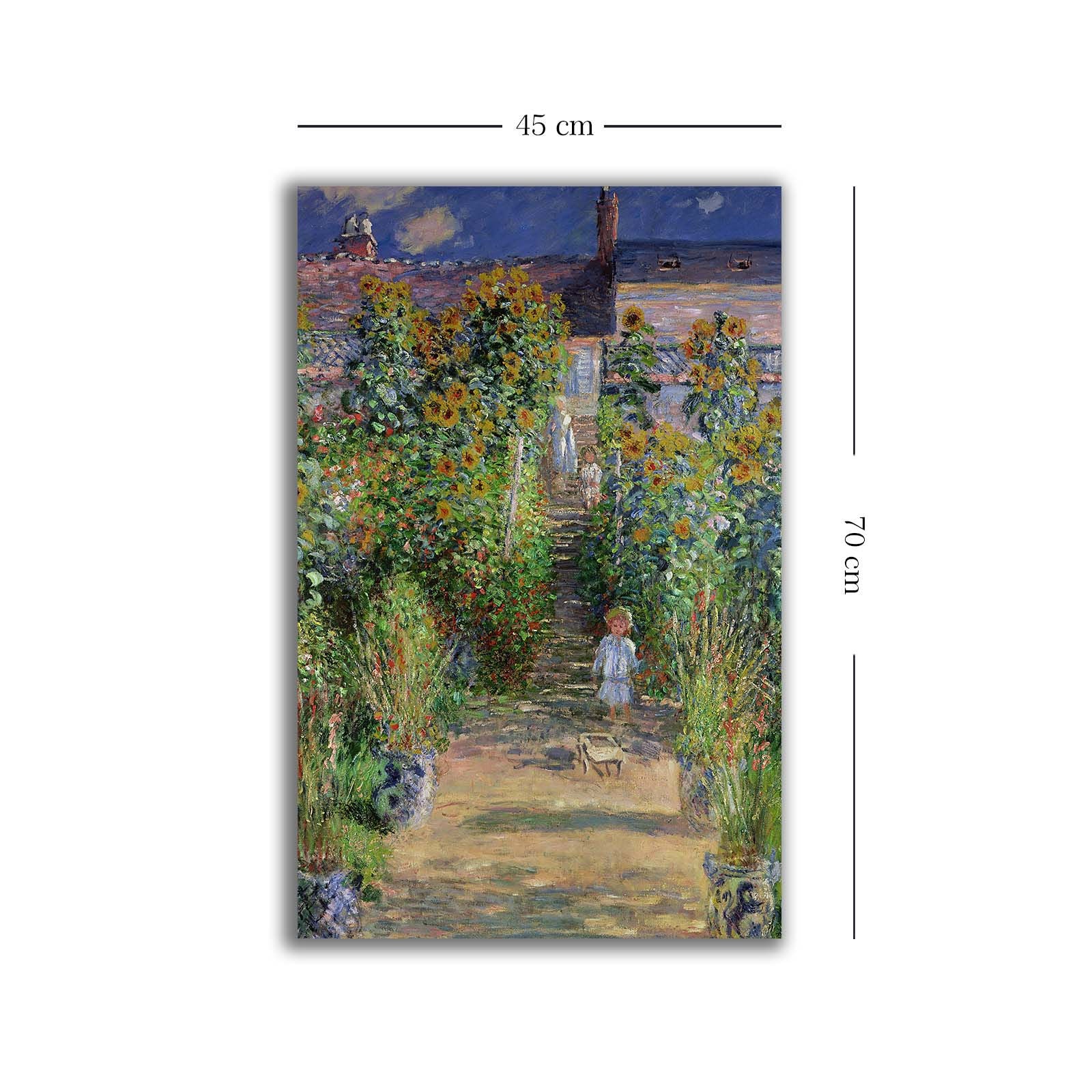 Quadro Decorativo em Tela Multicolor Monet 45x70cm - Moldura Pinho Natural