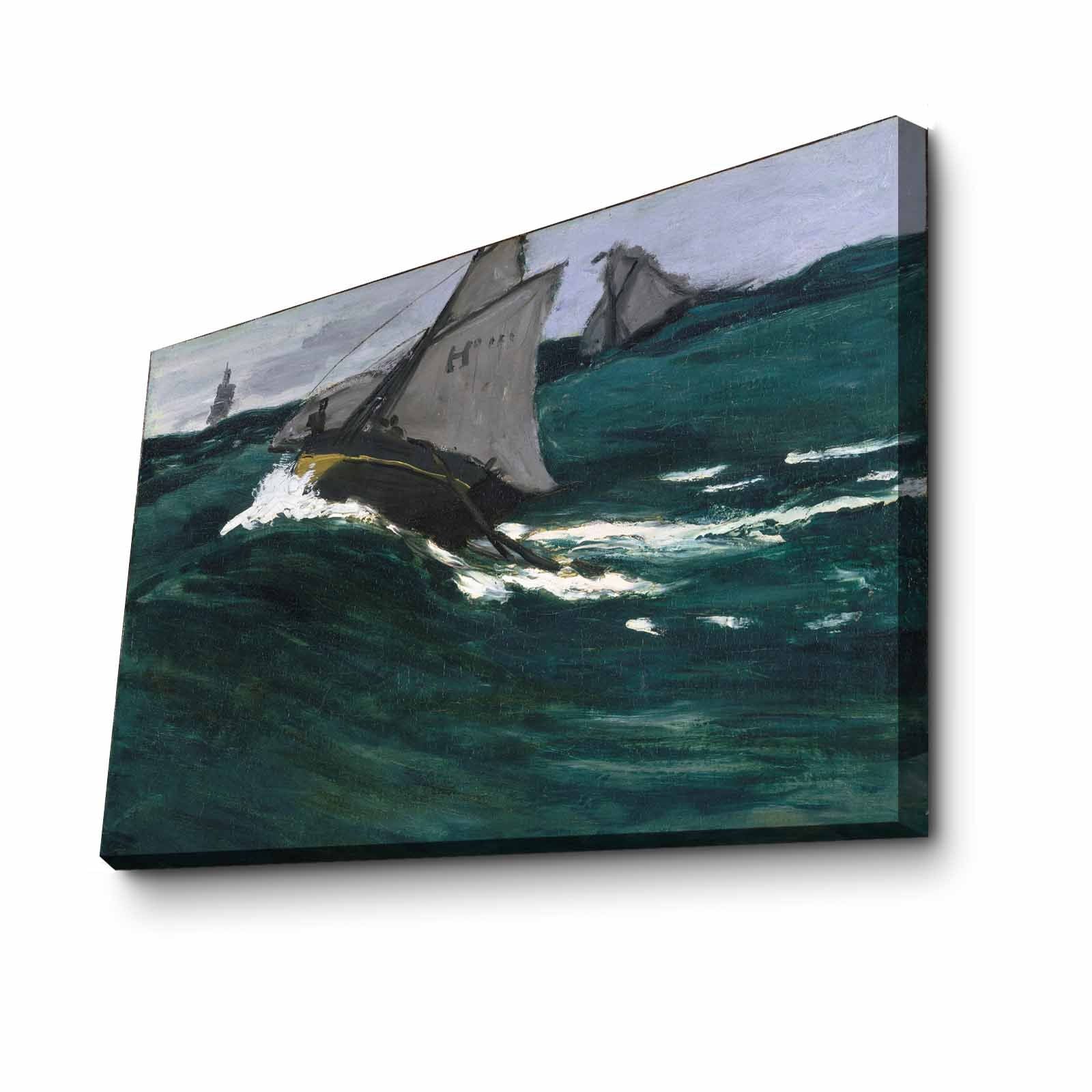 Quadro Decorativo em Tela Multicolor Monet 45x70cm - Moldura Pinho Natural