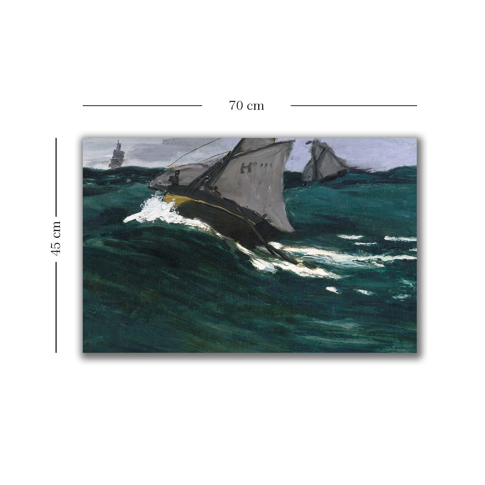 Quadro Decorativo em Tela Multicolor Monet 45x70cm - Moldura Pinho Natural