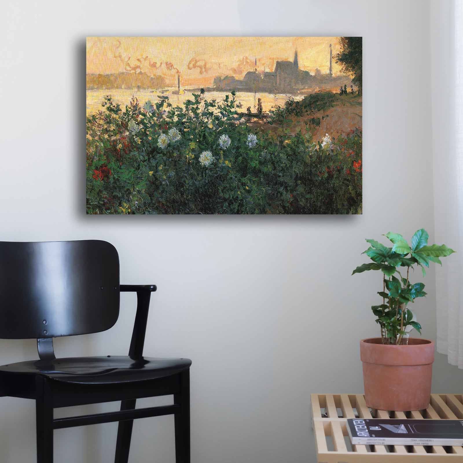 Quadro Decorativo em Tela Multicolor Monet 45x70cm - Moldura Pinho Natural