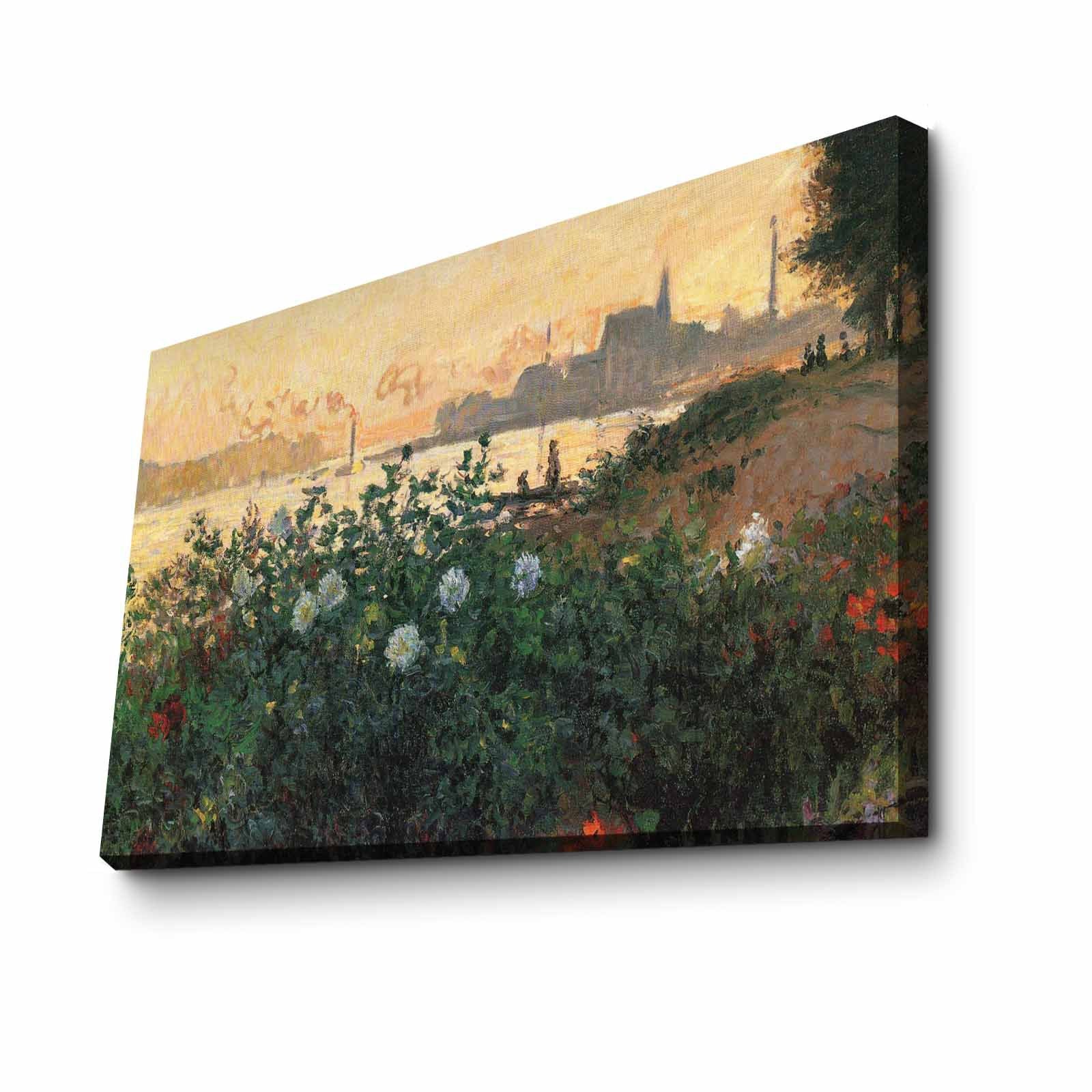 Quadro Decorativo em Tela Multicolor Monet 45x70cm - Moldura Pinho Natural