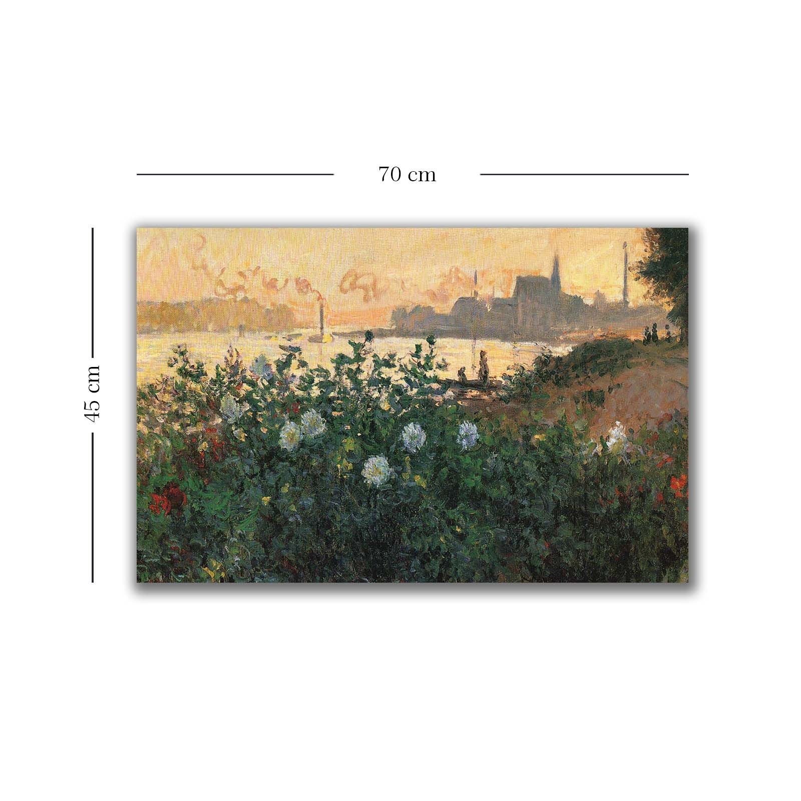 Quadro Decorativo em Tela Multicolor Monet 45x70cm - Moldura Pinho Natural