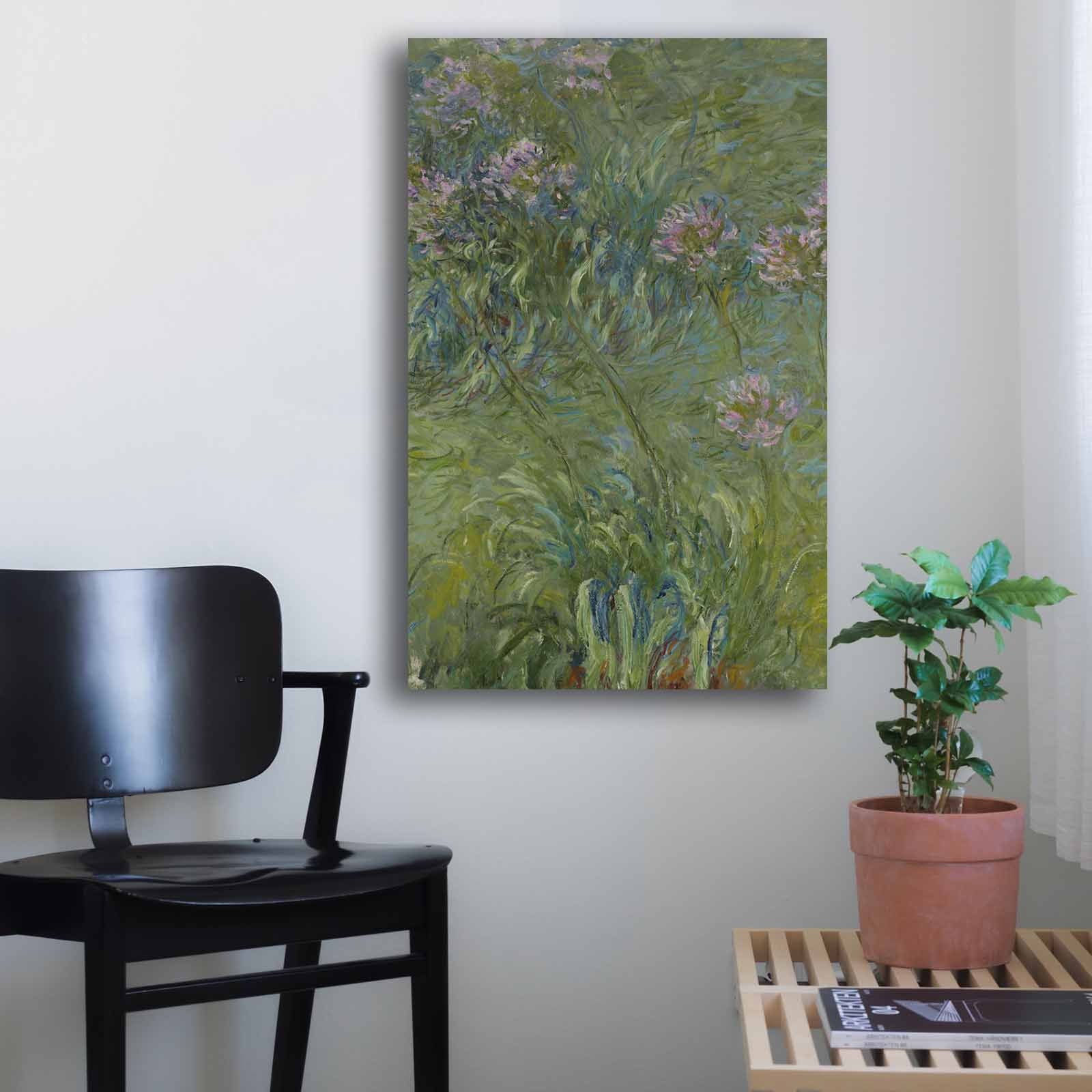 Quadro Decorativo em Tela Multicolor Monet 45x70cm - Moldura Pinho Natural