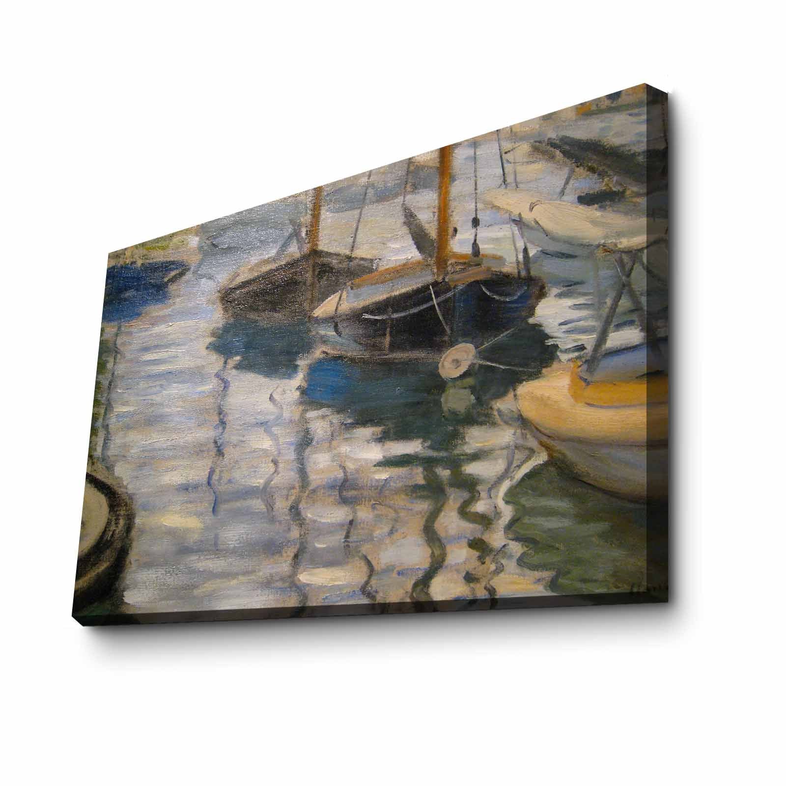 Quadro Decorativo em Tela Multicolor Monet 45x70cm - Moldura Pinho Natural