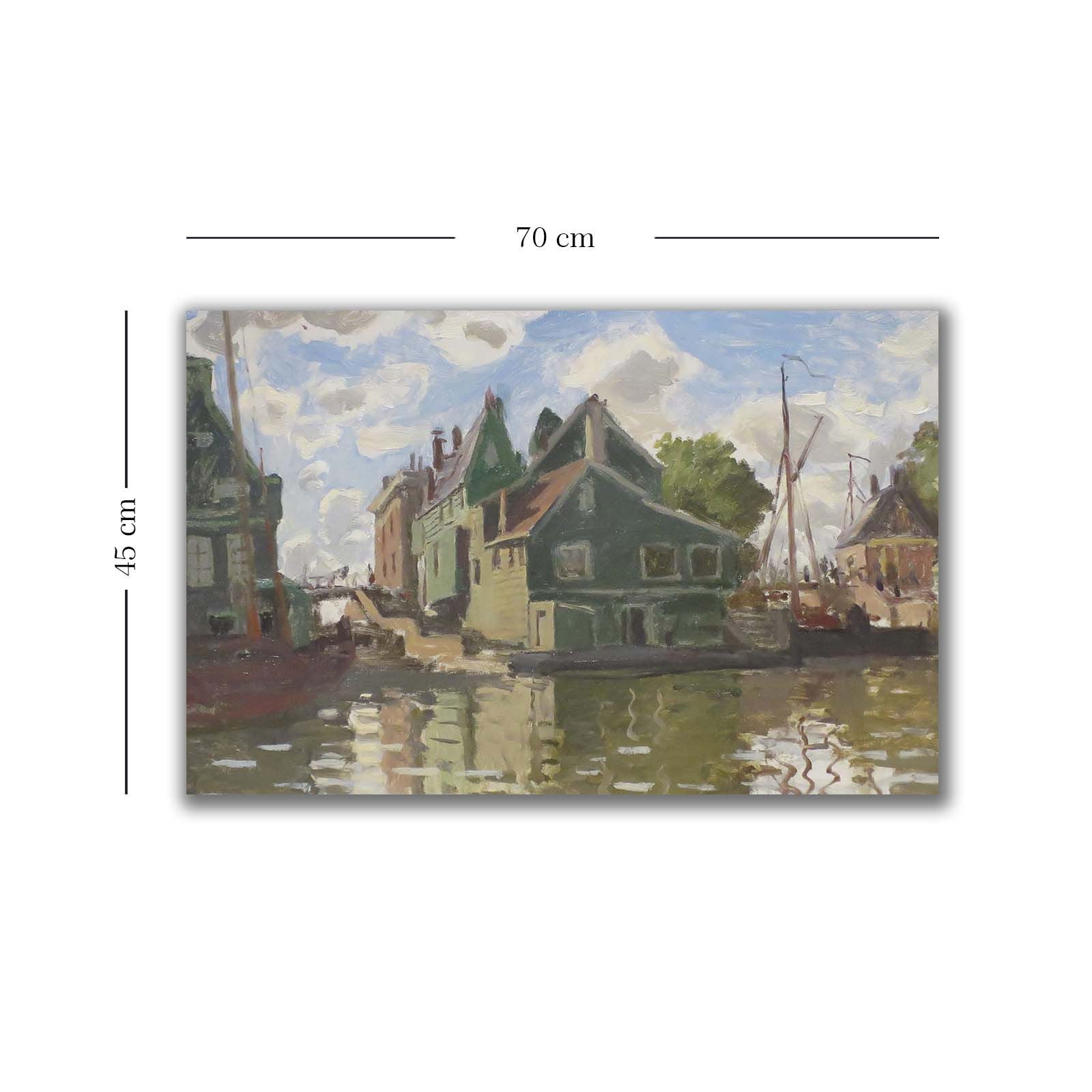 Quadro Decorativo em Tela Multicolor Monet 45x70cm - Moldura em Pinho Natural