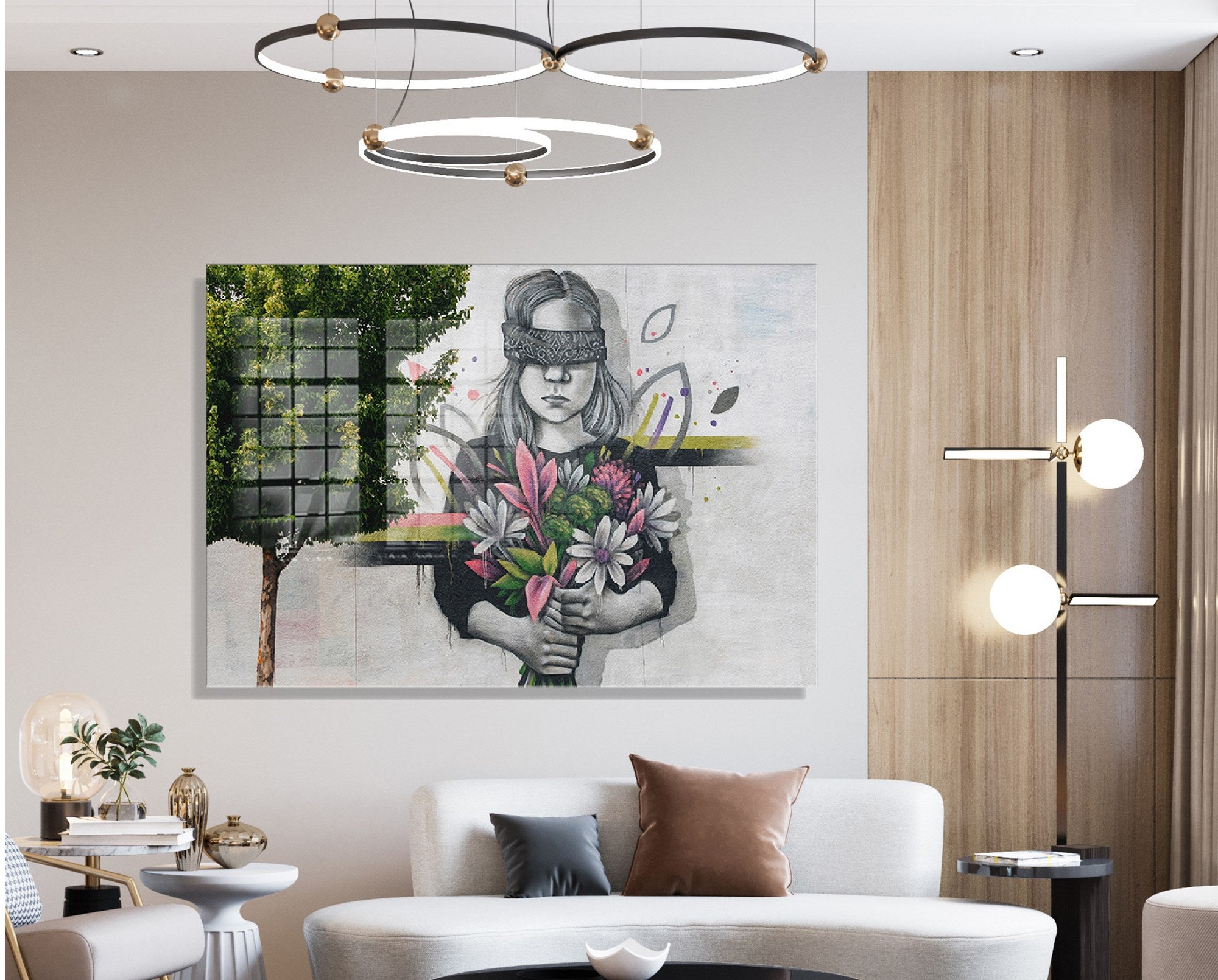 Arte Decorativa em Vidro Temperado 1876 - Pintura Multicolor 70x100cm para Decoração de Interiores