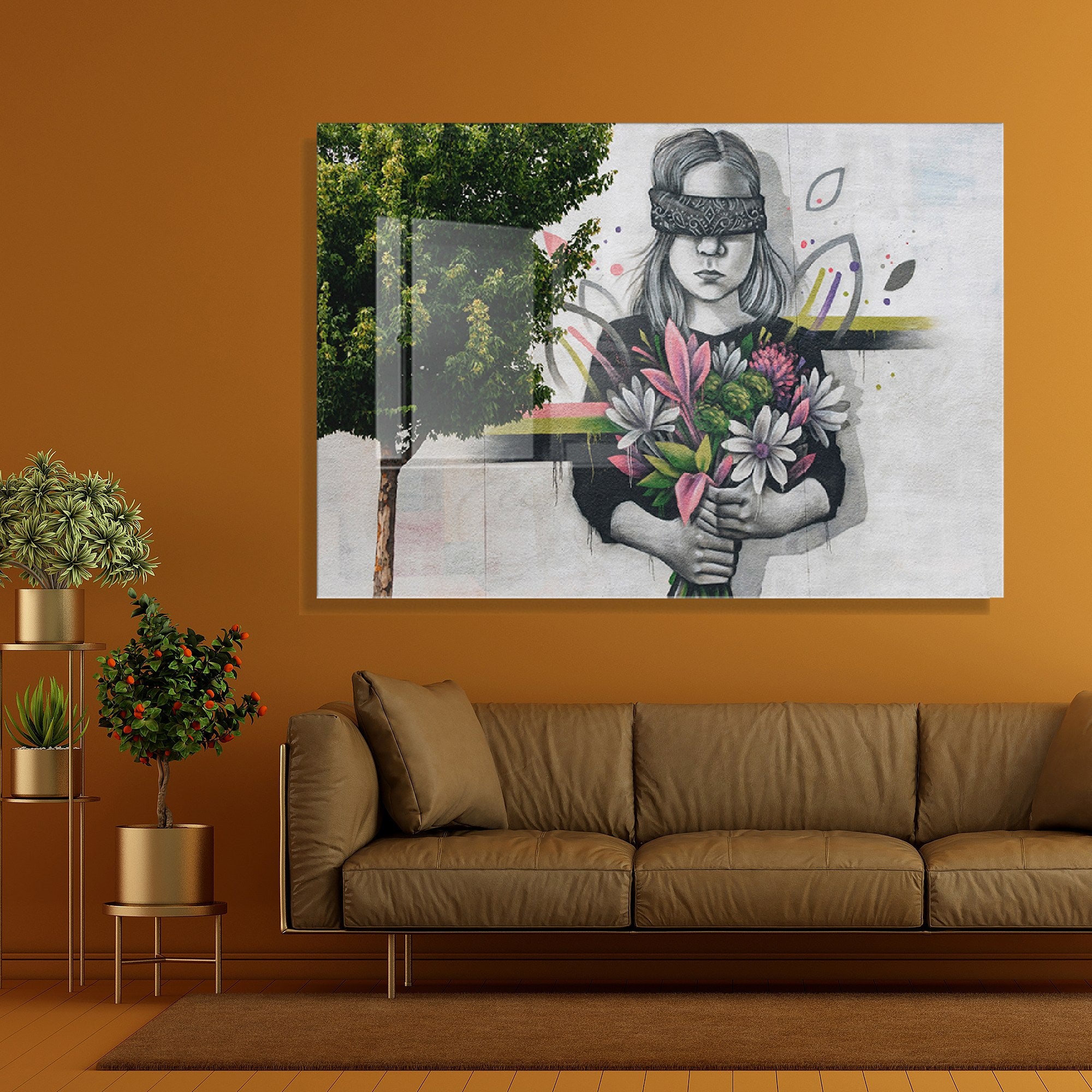 Arte Decorativa em Vidro Temperado 1876 - Pintura Multicolor 70x100cm para Decoração de Interiores