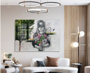 Arte Decorativa em Vidro Temperado 1876 - Pintura Multicolor 30x45cm para Decoração de Interiores